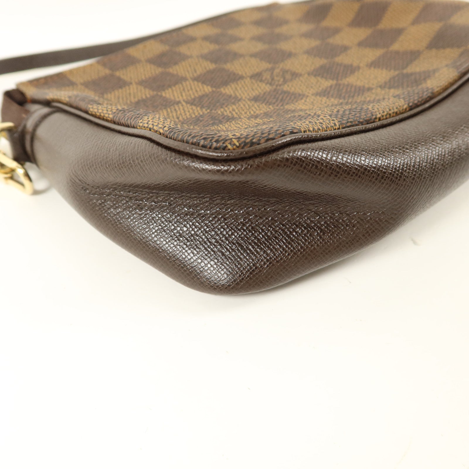 LOUIS VUITTON Damier Trousse Makeup Accessory Pouch金扣手挽袋棕色