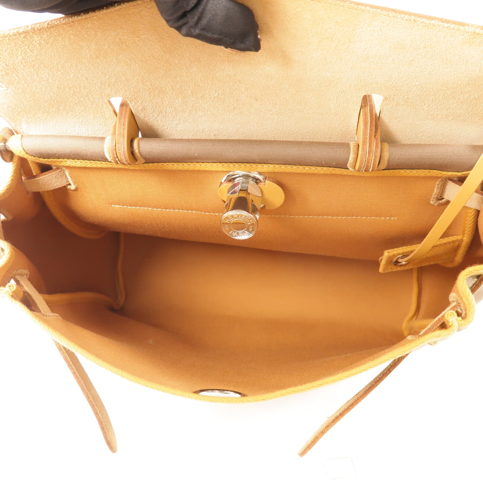 HERMES 帆布Herbag PM手挽肩背兩用袋Etoupe/Natural Sable
