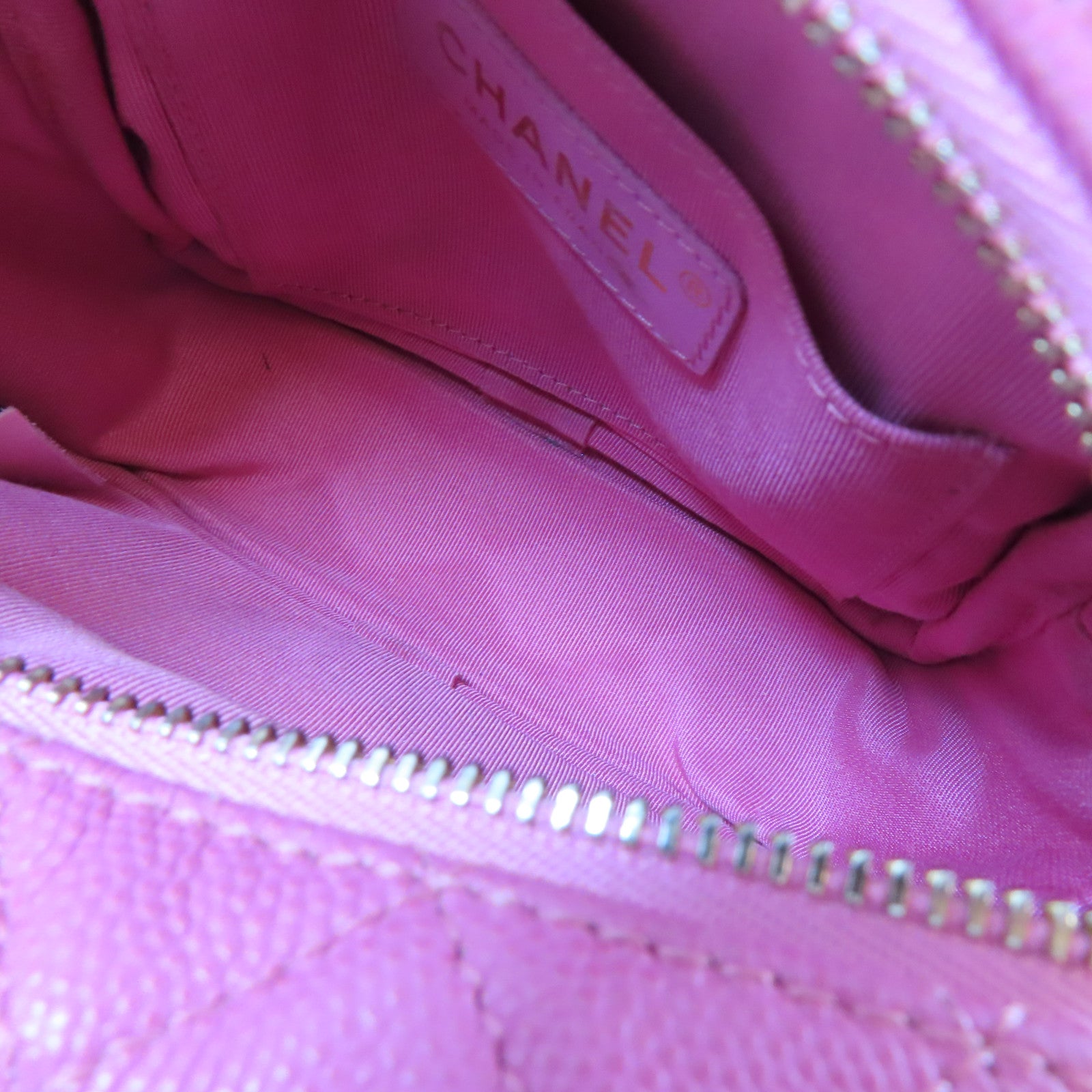 CHANEL 【激減優惠】菱格Caviar皮革Chain Shoulder Bag金扣鏈帶肩背袋粉紅色