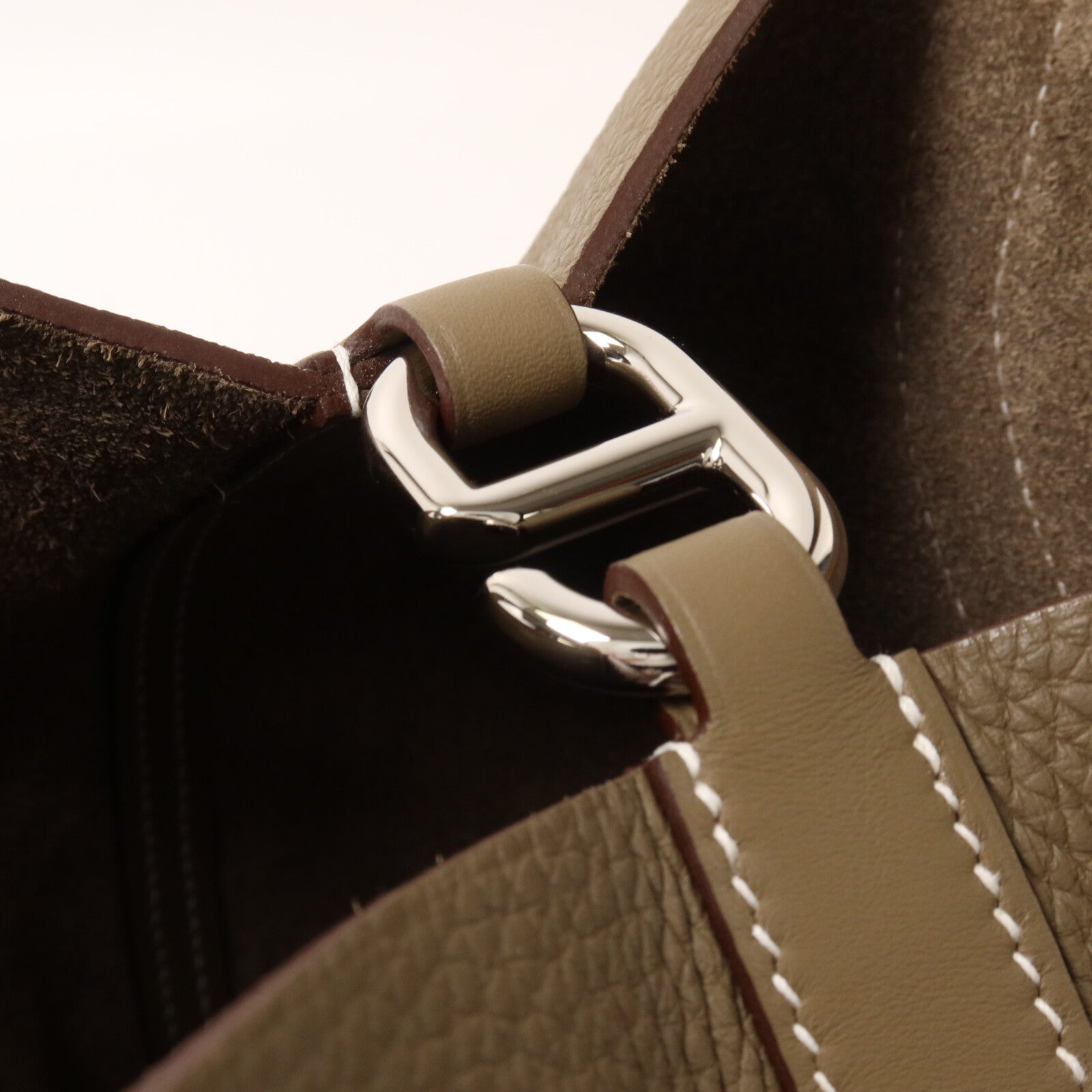 HERMES Clemence皮革In The Loop 18手挽袋Etoupe
