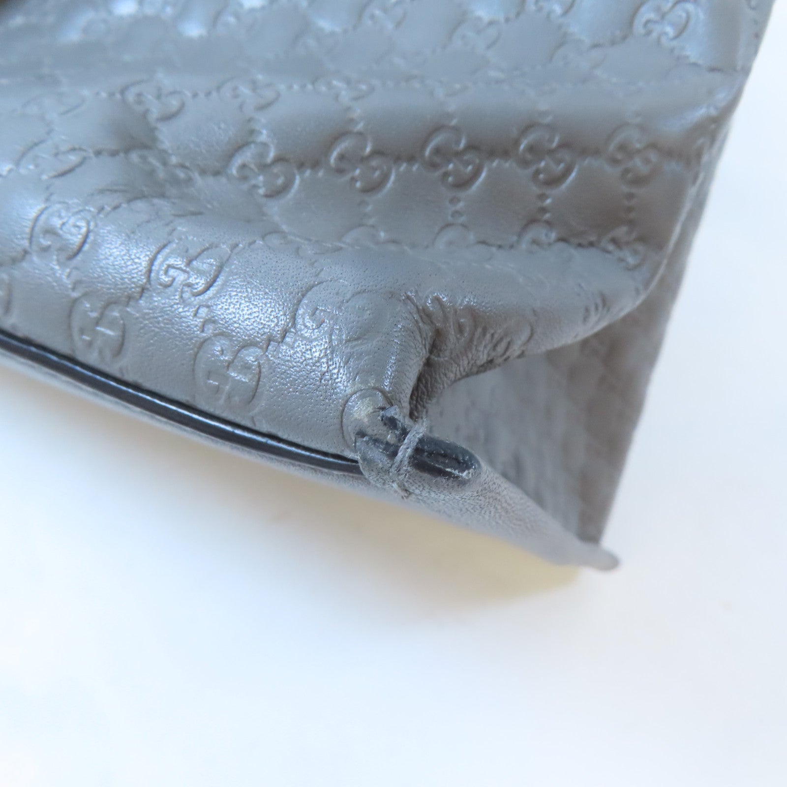 GUCCI 牛皮皮革Guccissima金扣手挽肩背兩用袋灰色