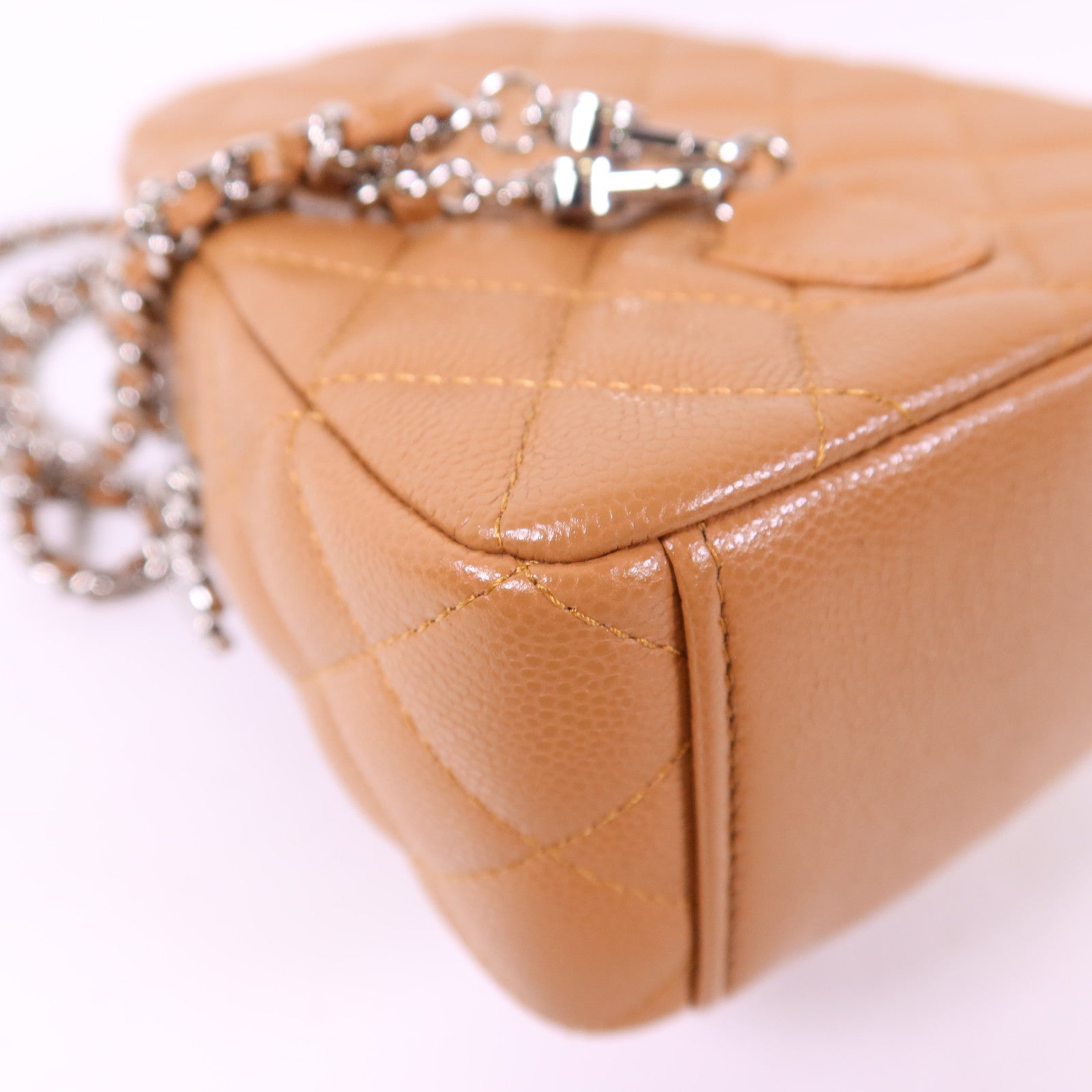 CHANEL 牛皮皮革Mini Backpack銀扣背包