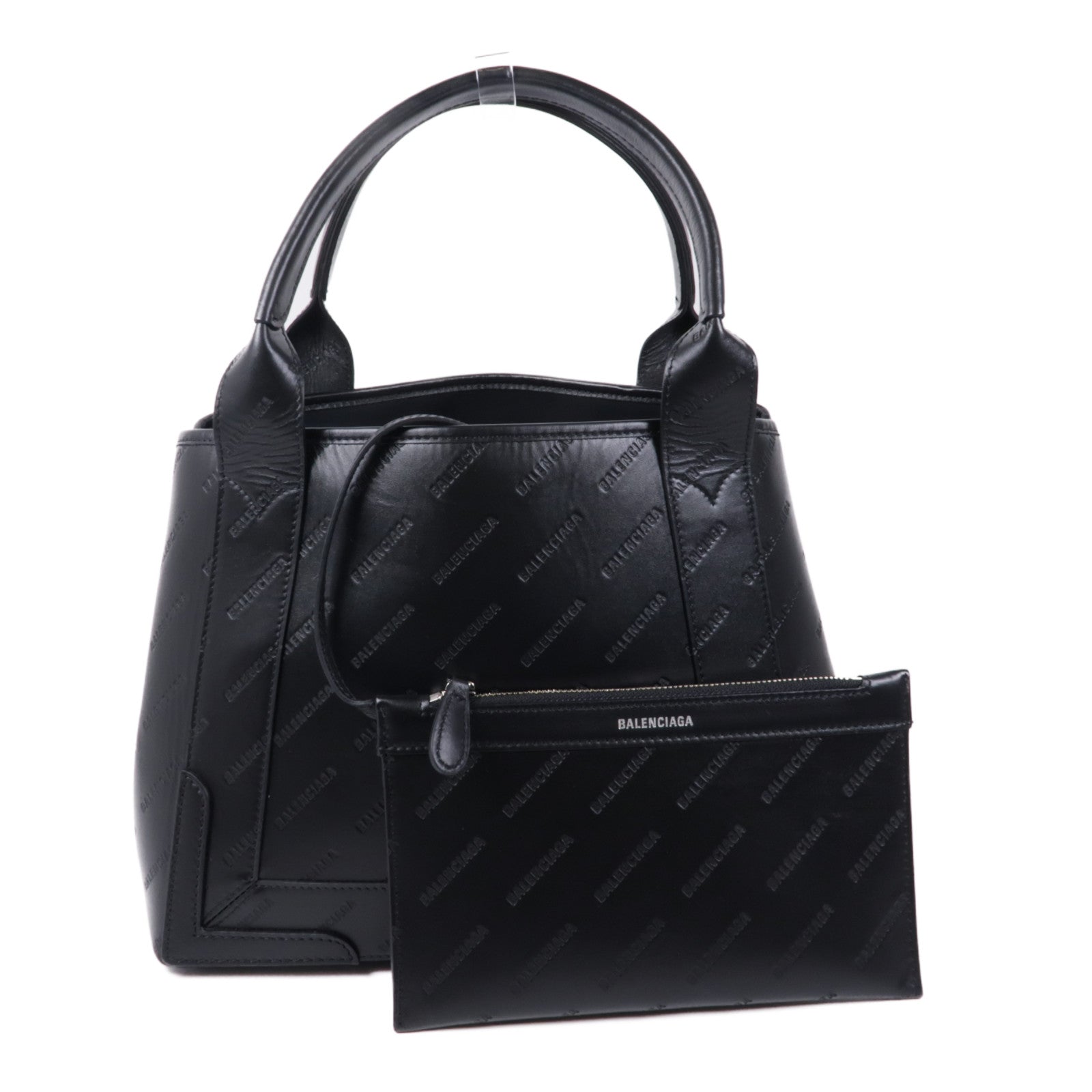 BALENCIAGA【激減優惠】 牛皮皮革Navy Cabas Logo Tote Bag銀扣手挽袋