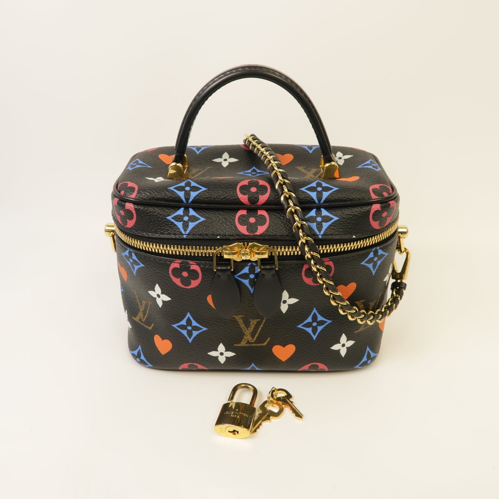 LOUIS VUITTON Monogram Game On Vanity PM金扣手挽肩背兩用袋黑色