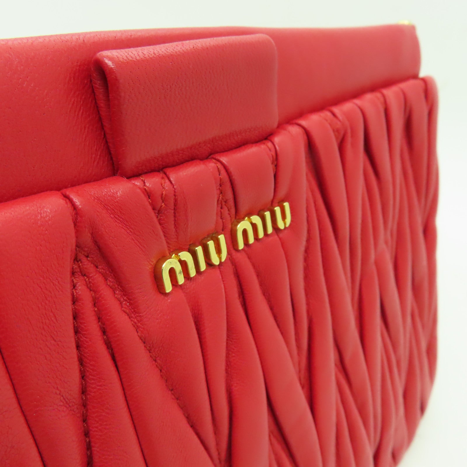 Miu Miu 羊皮皮革2 Way Shoulder Clutch Bag金扣手拿包肩背兩用袋紅色