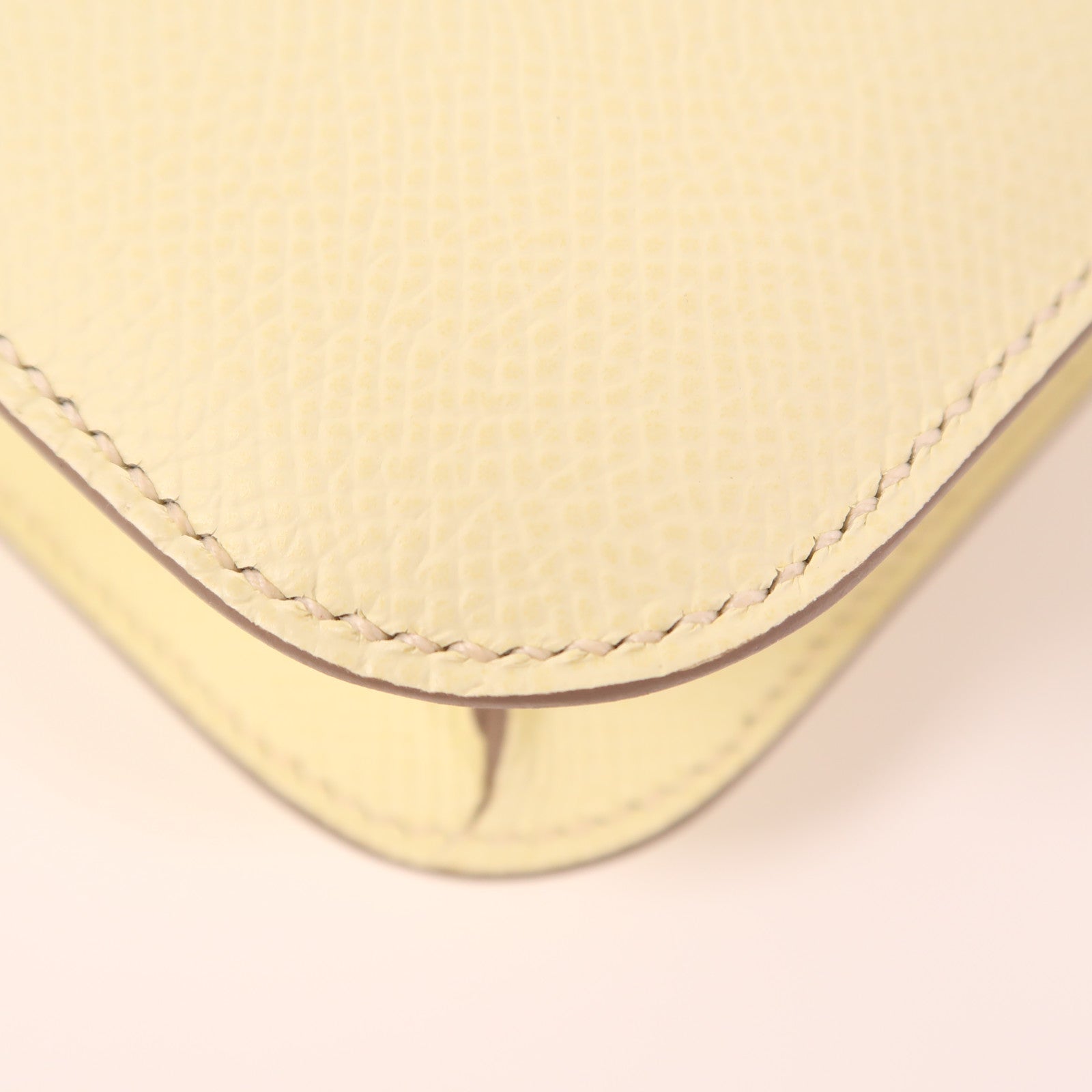 HERMES Epsom皮革Constance Elan銀扣肩背袋Jaune Milton