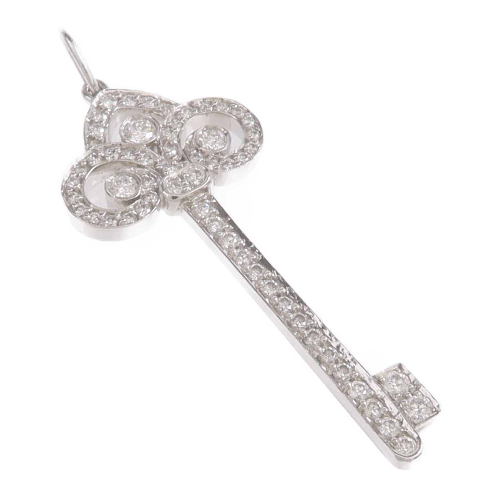 TIFFANY＆CO PT950鉑金Fleur de Lis Key Pendant鑽石吊墜