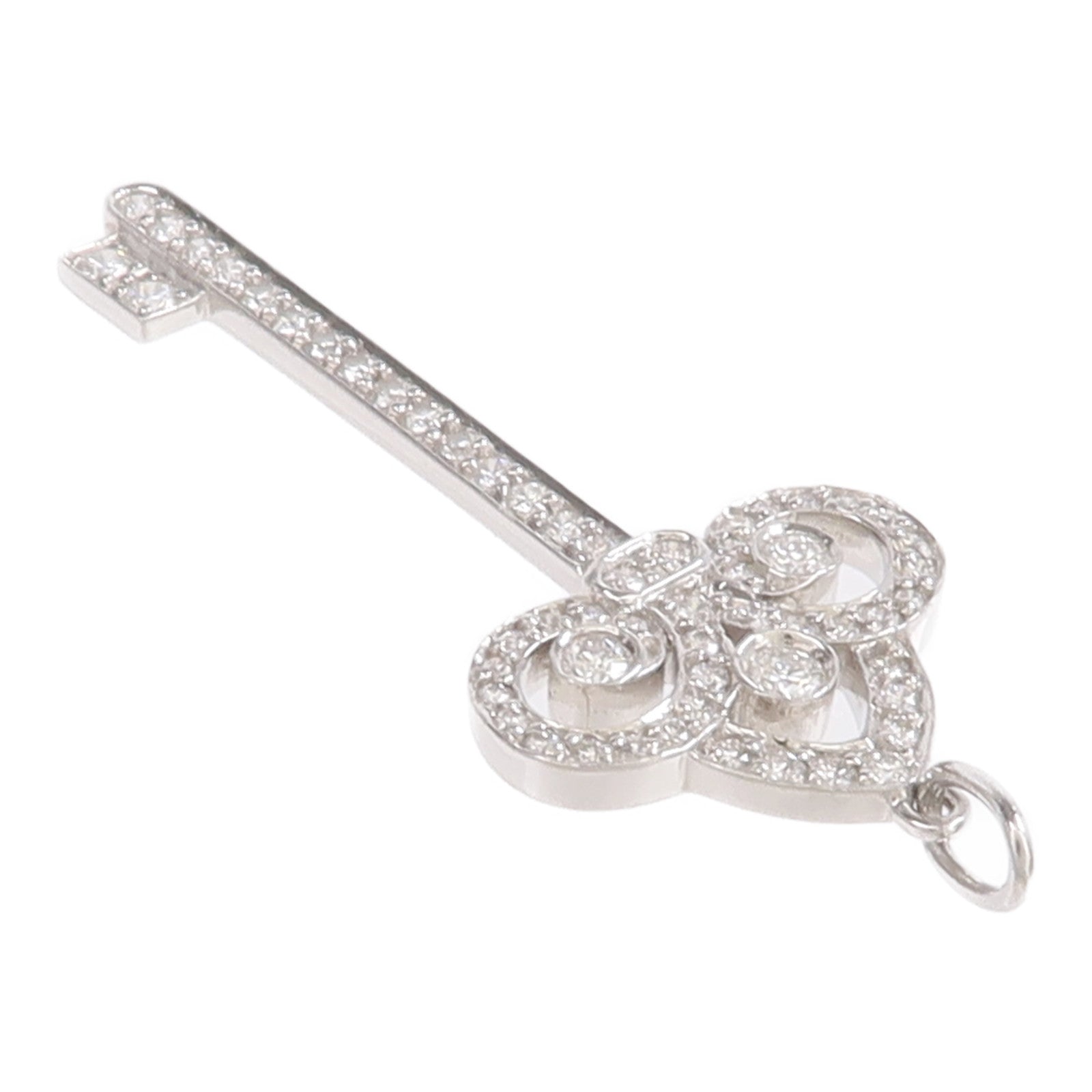 TIFFANY＆CO PT950鉑金Fleur de Lis Key Pendant鑽石吊墜