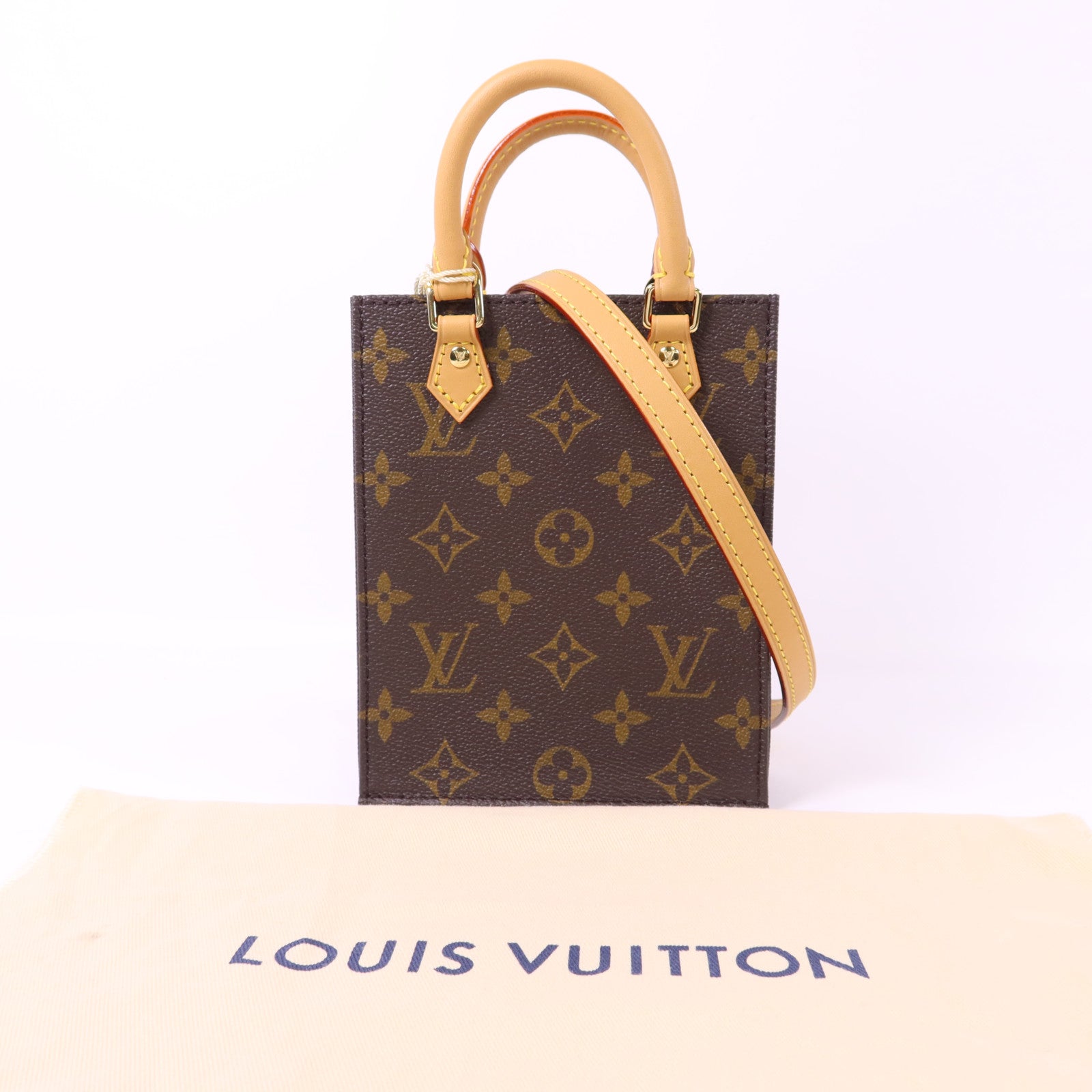 LOUIS VUITTON Monogram Petit Sac Plat金扣手挽肩背兩用袋