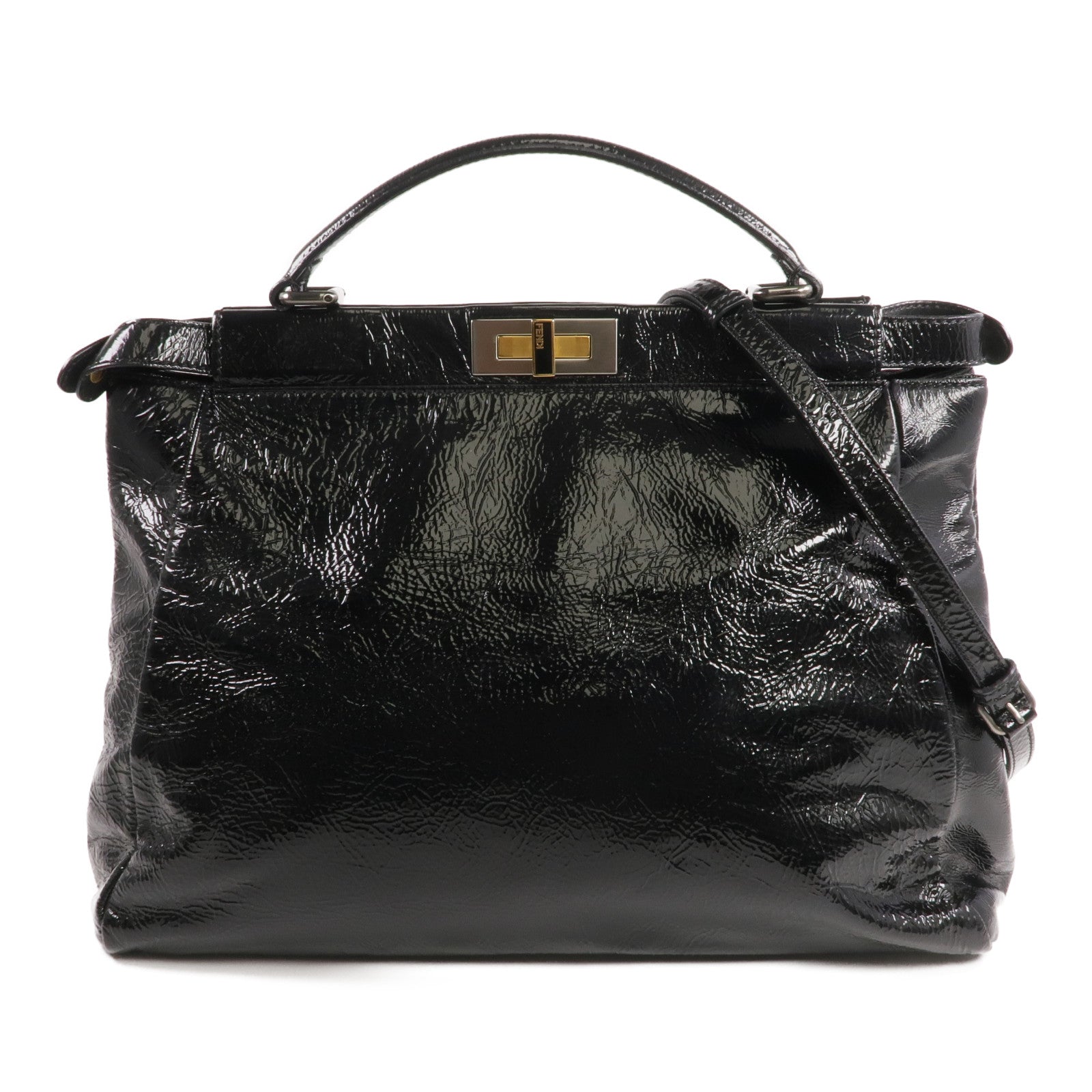 FENDI 漆皮皮革Peekaboo Satchel Bag手挽肩背兩用袋