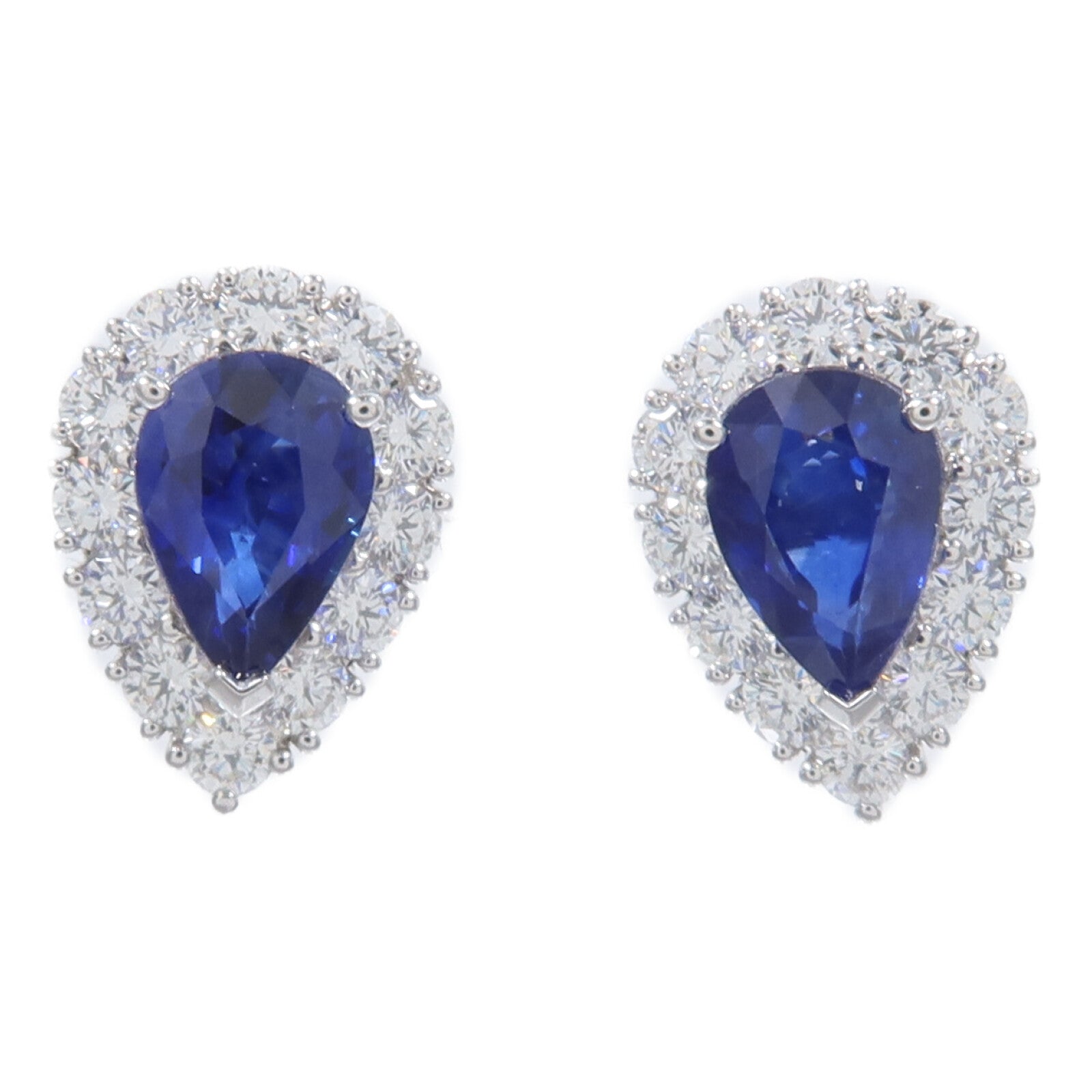 JEWELRY 18K白金Sapphire Diamond Earrings藍寶石/鑽石耳環