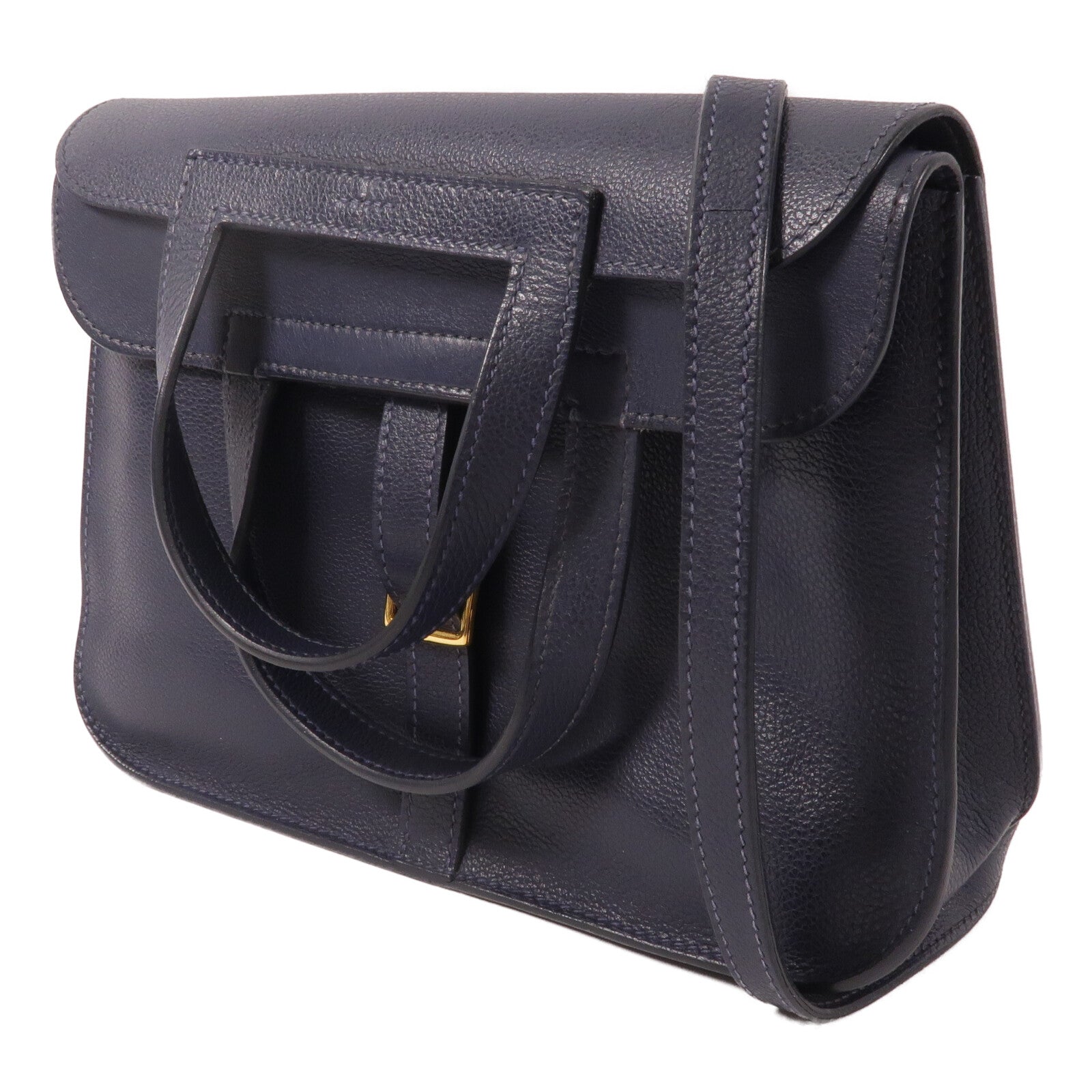HERMES Evercolor皮革Halzan 25手挽肩背兩用袋Bleu Nuit