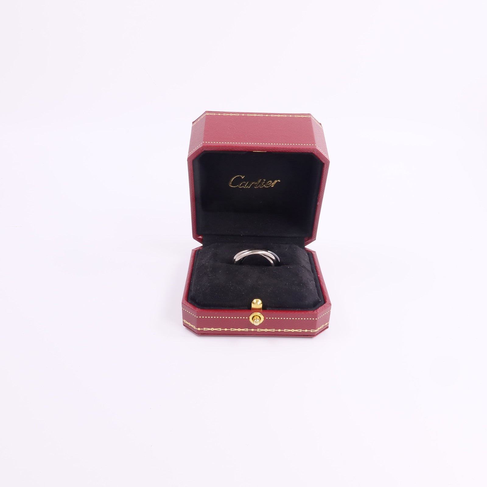 CARTIER 18K白金/陶瓷Trinity戒指