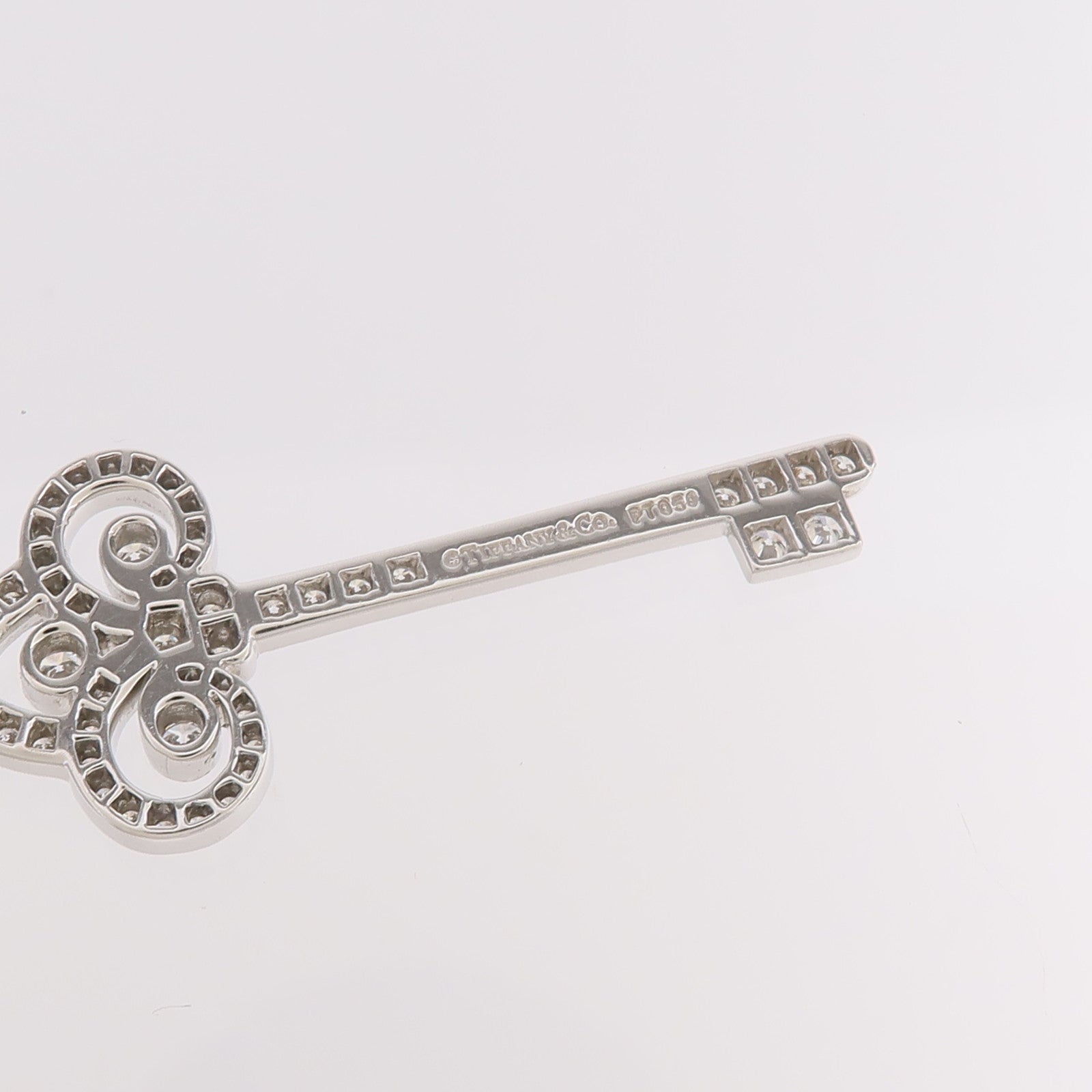 TIFFANY＆CO PT950鉑金Fleur de Lis Key Pendant鑽石吊墜