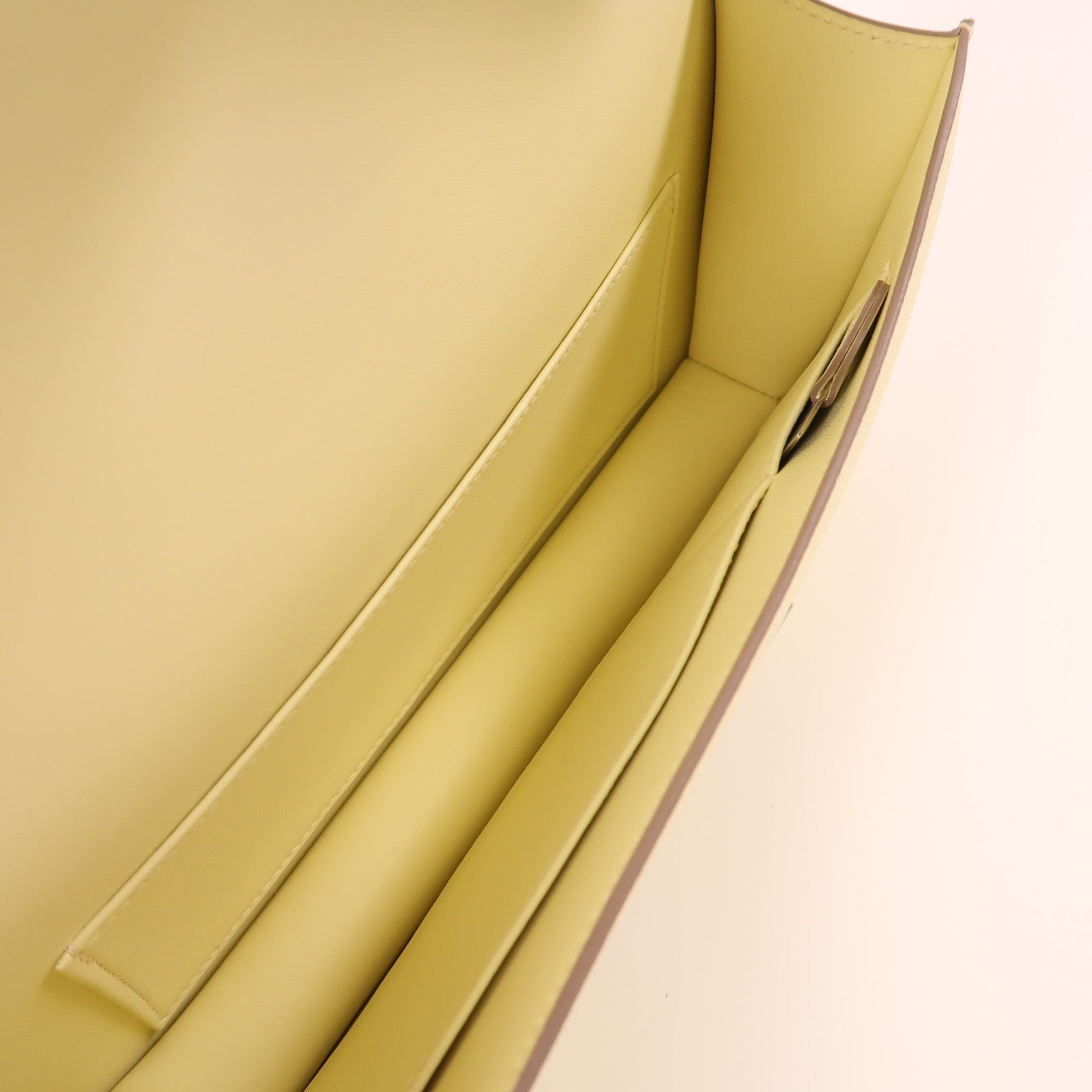 HERMES Epsom皮革Constance Elan銀扣肩背袋Jaune Milton