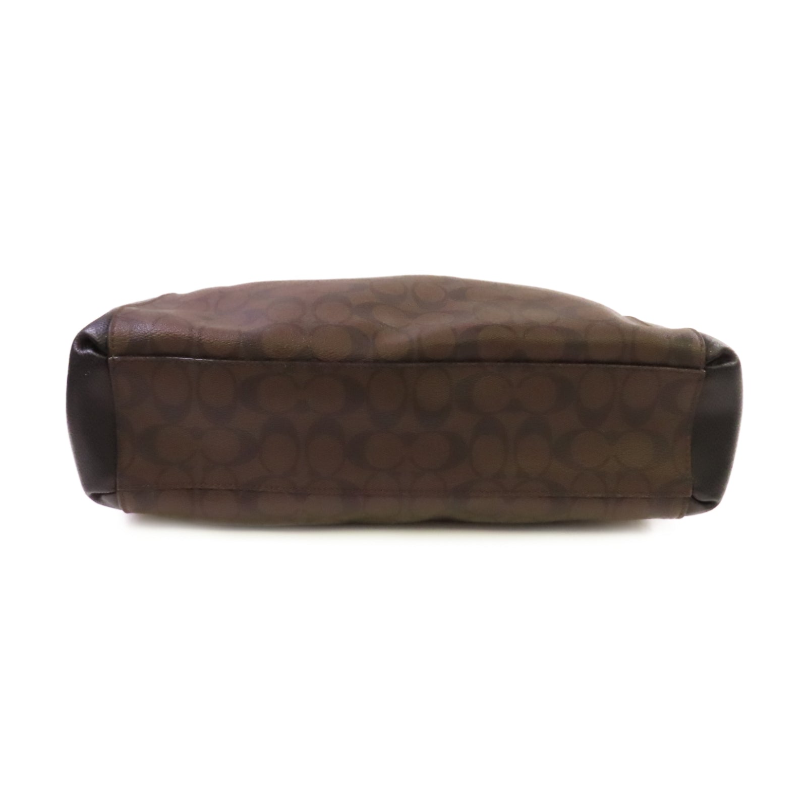 COACH 塗層帆布2Way Shoulder Bag金扣手挽肩背兩用袋啡色/黑色