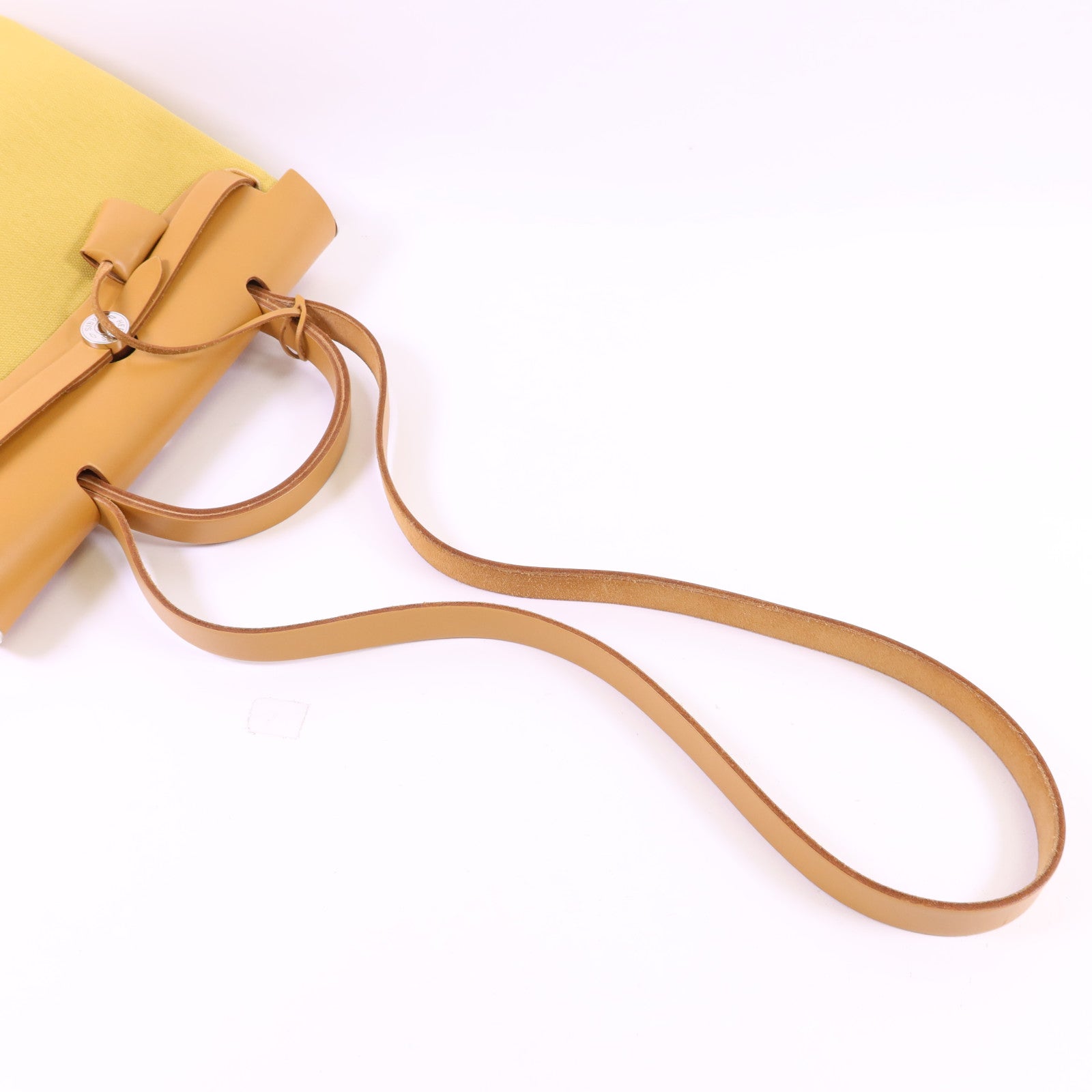 HERMES 帆布Herbag PM銀扣手挽肩背兩用袋Soleil