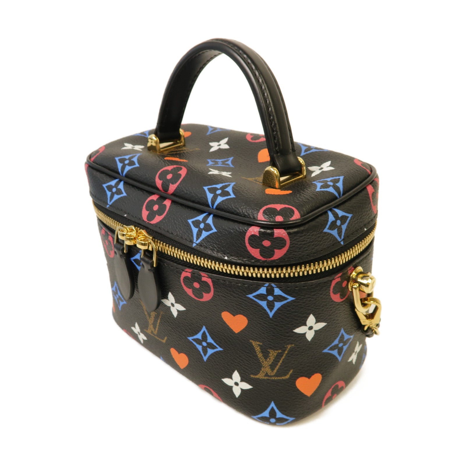 LOUIS VUITTON Monogram Game On Vanity PM金扣手挽肩背兩用袋黑色
