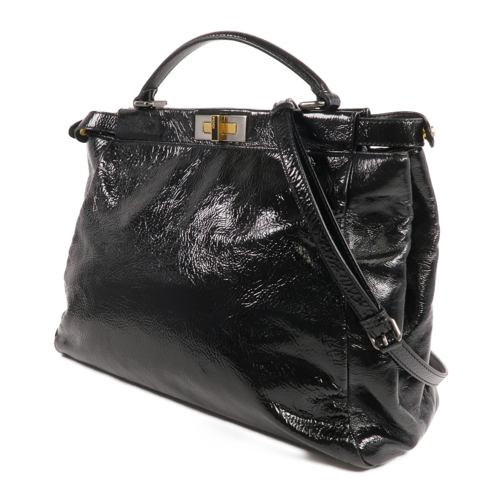 FENDI 【激減優惠】漆皮皮革Peekaboo Satchel Bag手挽肩背兩用袋