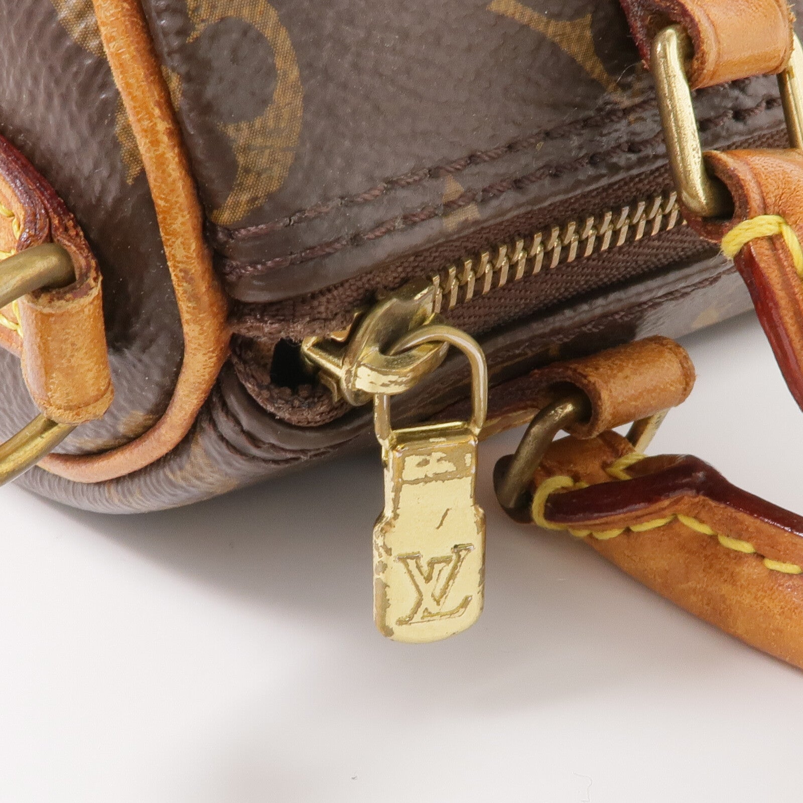 LOUIS VUITTON Monogram Nano Speedy金扣手挽肩背兩用袋棕色