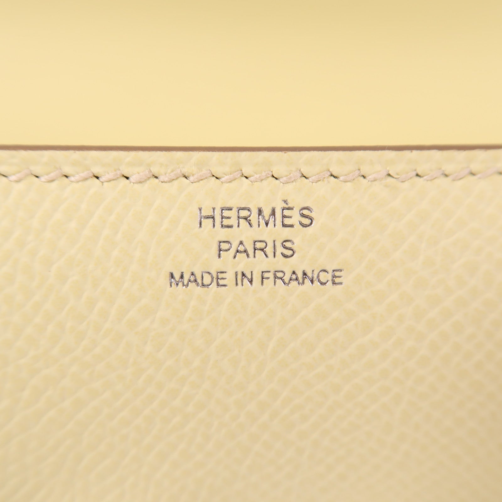 HERMES Epsom皮革Constance Elan銀扣肩背袋Jaune Milton