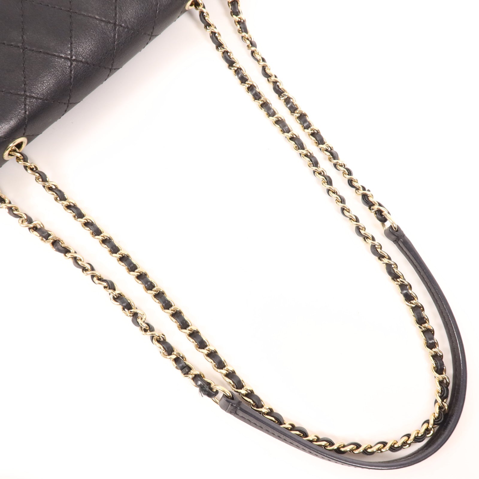 CHANEL 牛皮皮革Chain Shoulder金扣鏈帶肩背袋