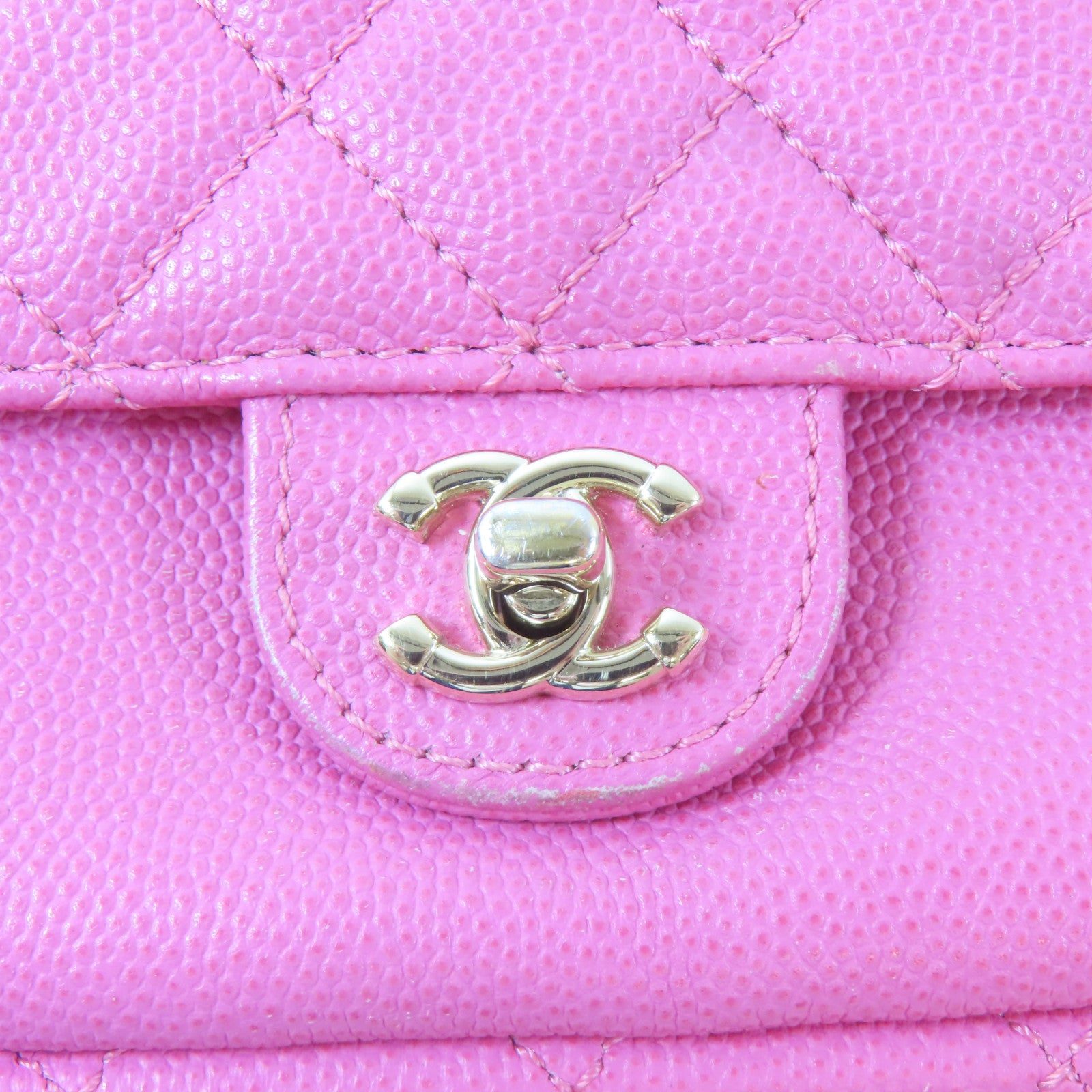 CHANEL 【激減優惠】菱格Caviar皮革Chain Shoulder Bag金扣鏈帶肩背袋粉紅色