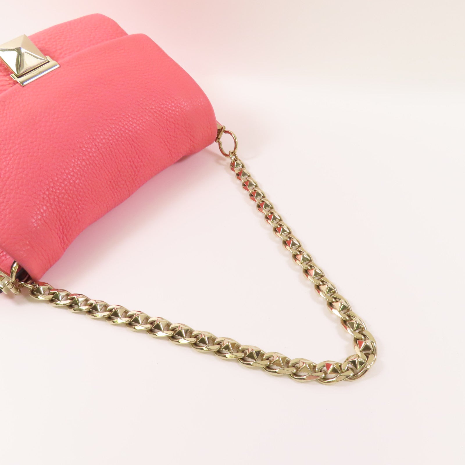 Valentino 【激減優惠】牛皮皮革Chain Shoulder Bag金扣鏈帶肩背袋