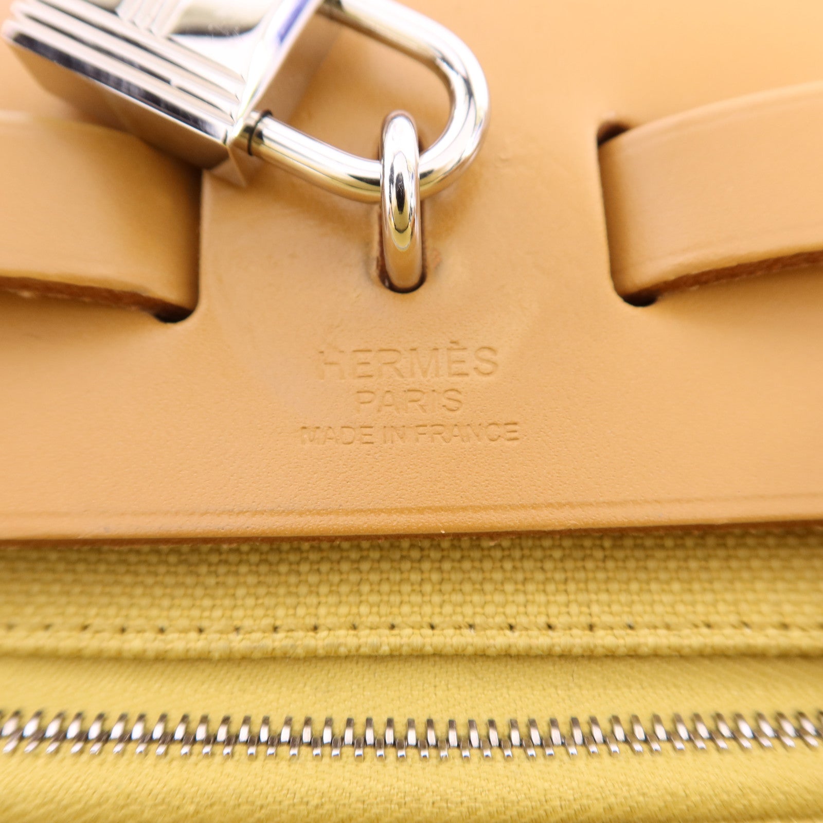 HERMES 帆布Herbag PM銀扣手挽肩背兩用袋Soleil