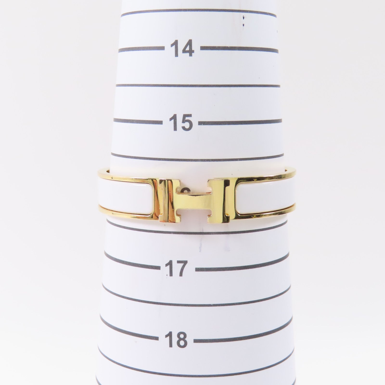 HERMES 金屬Clic H手鐲白色/金色