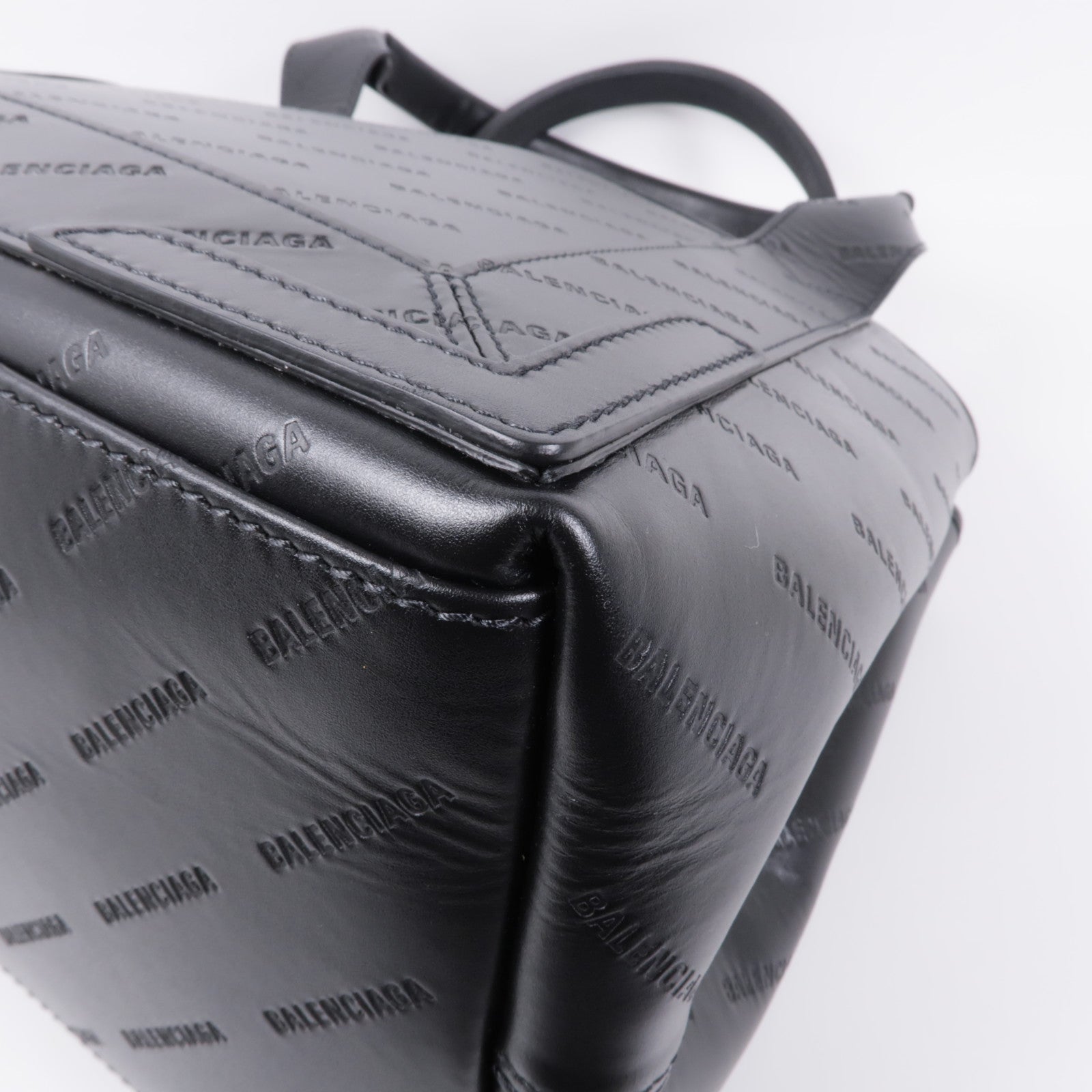 BALENCIAGA【激減優惠】 牛皮皮革Navy Cabas Logo Tote Bag銀扣手挽袋