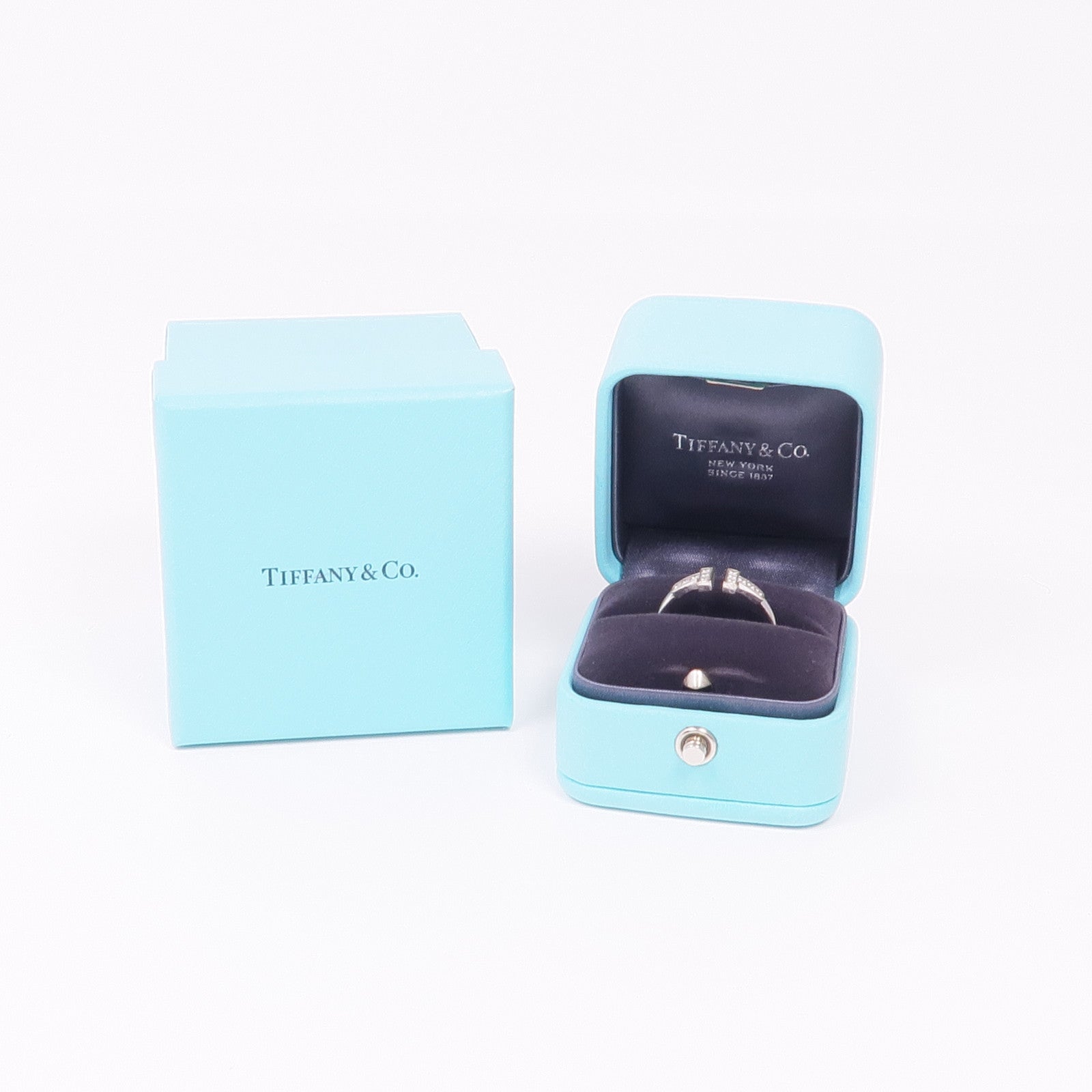 TIFFANY＆CO 18K白金T Wire Diamond Ring鑽石戒指US#6.5