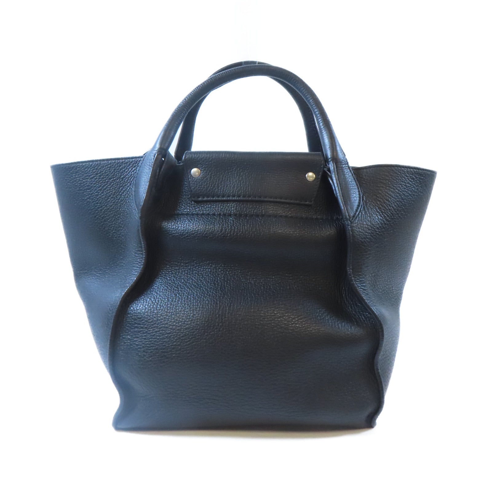CELINE 牛皮皮革Shoulder Bag銀扣手挽肩背兩用袋黑色