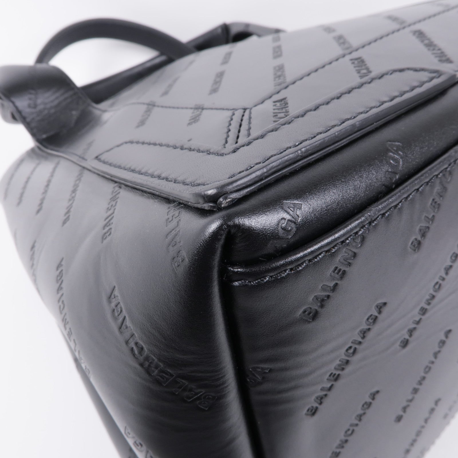 BALENCIAGA【激減優惠】 牛皮皮革Navy Cabas Logo Tote Bag銀扣手挽袋