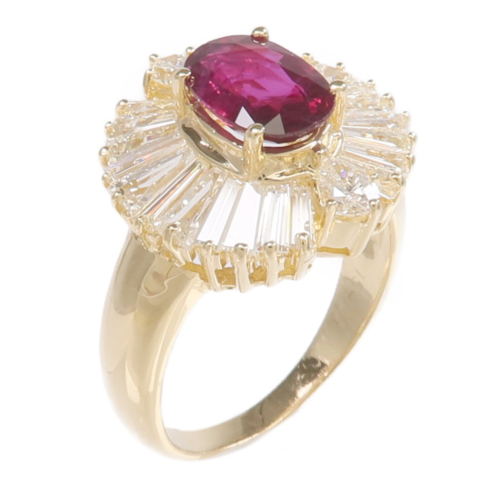 JEWELRY 18K黃金Ring紅寶石鑽石戒指US#6