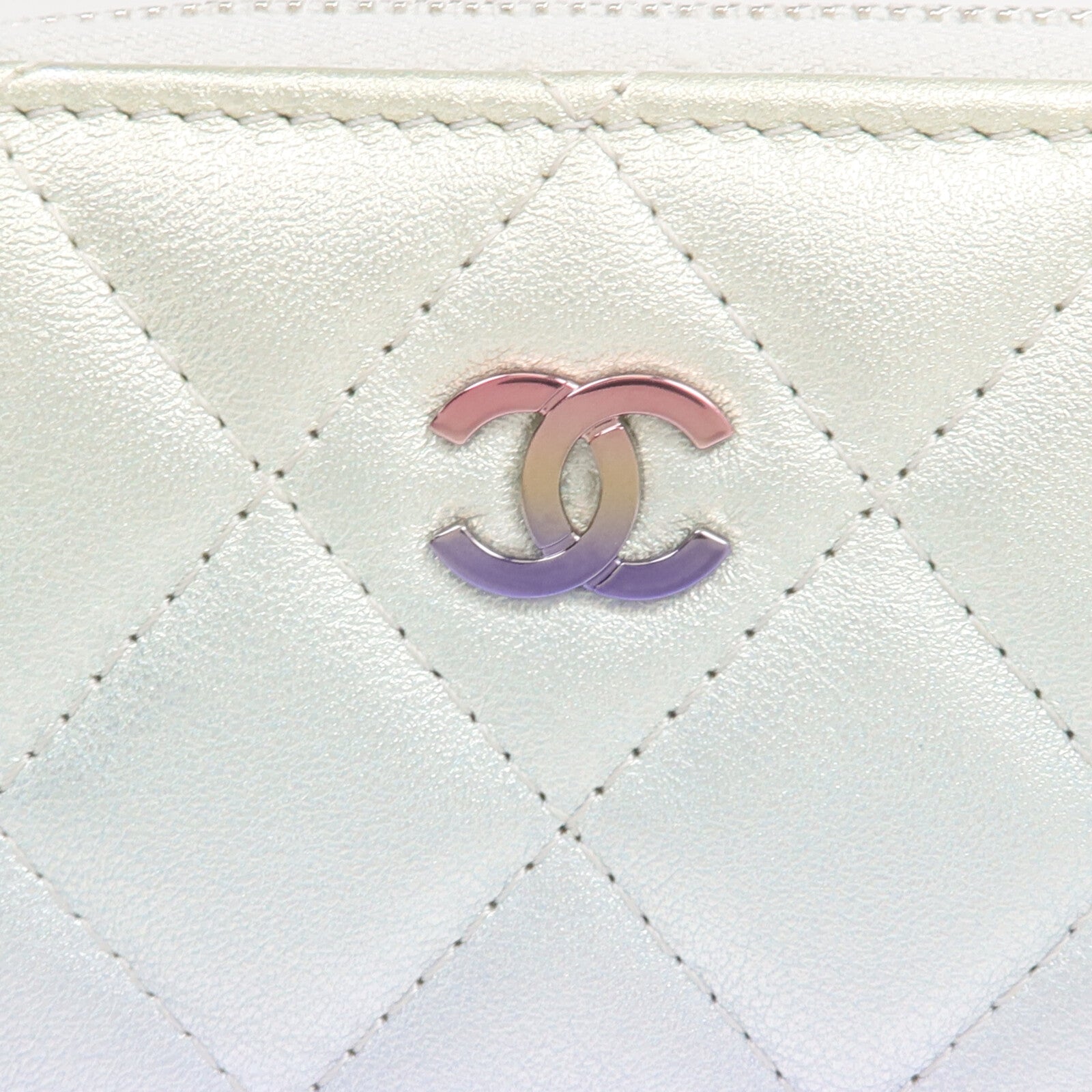 CHANEL 羊皮皮革Card Case/Coin Case銀扣拉鏈卡片套/零錢包