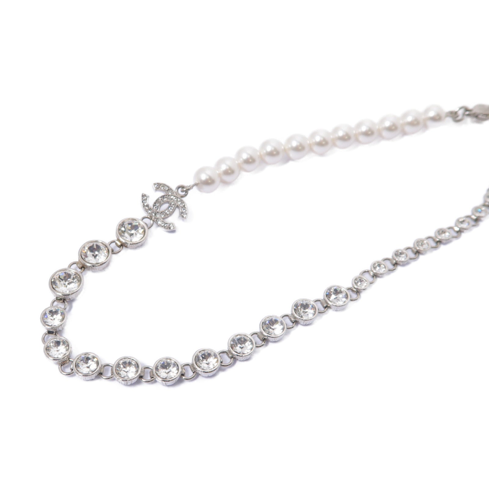 CHANEL 金屬Necklace項鍊白色/銀色