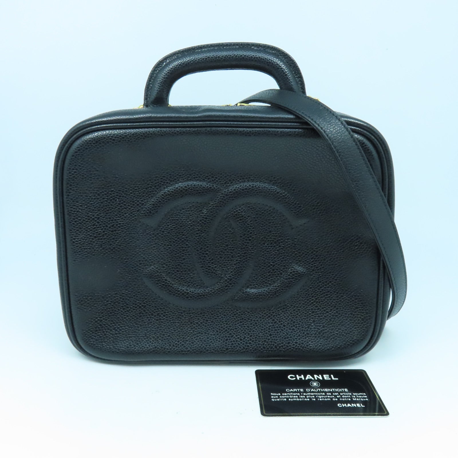 CHANEL 【激減優惠】Caviar皮革2 Way Shoulder金扣手挽肩背兩用袋黑色