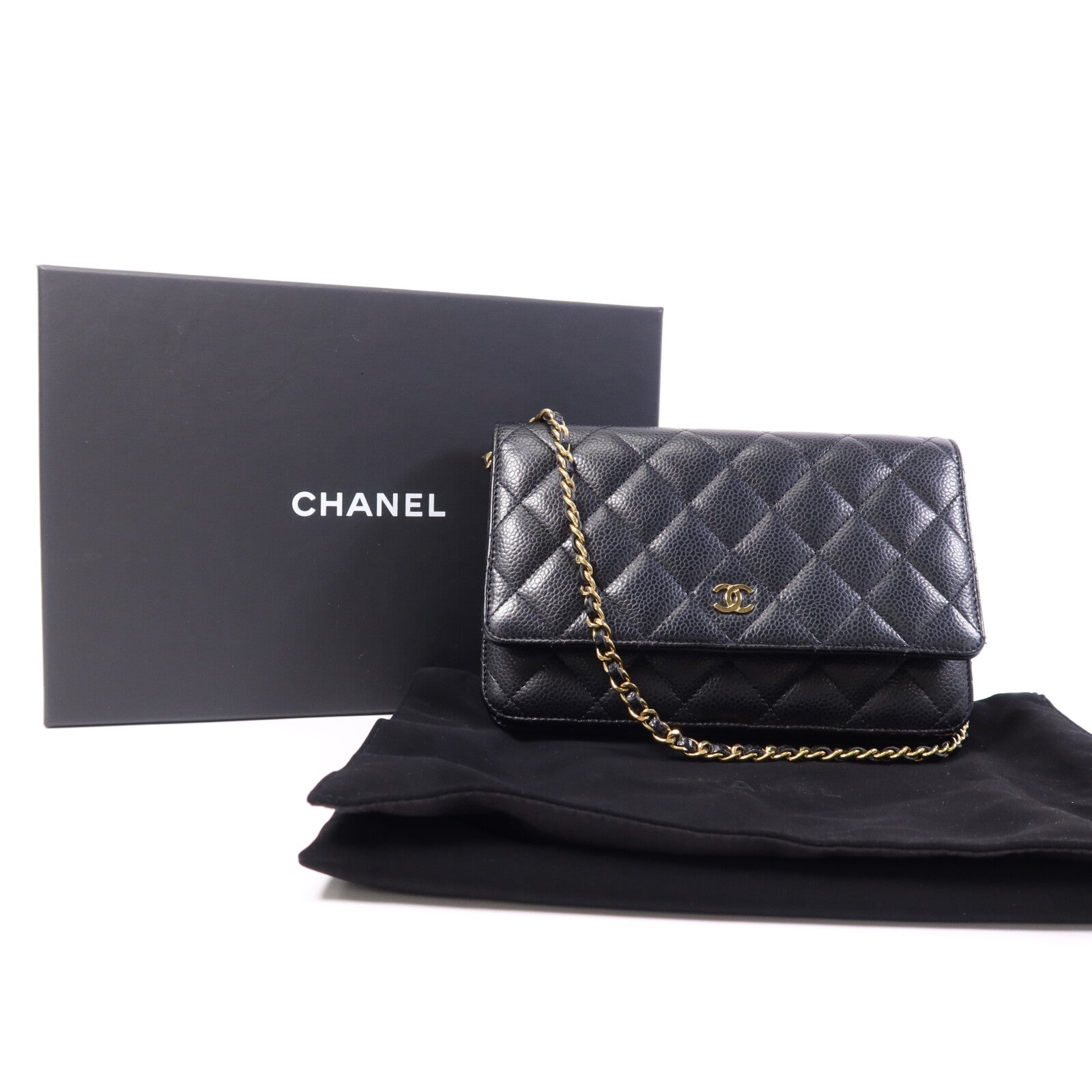 CHANEL 牛皮皮革Wallet On Chain金扣肩背袋
