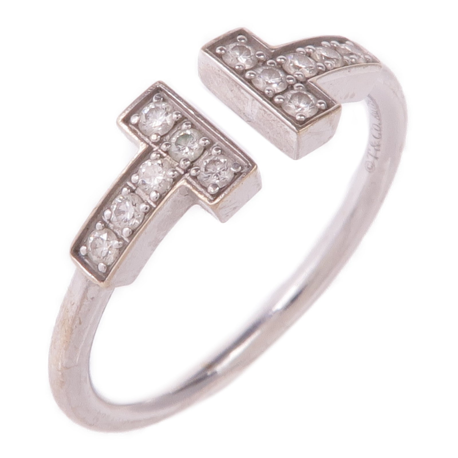 TIFFANY＆CO 18K白金T Wire Diamond Ring鑽石戒指US#6.5
