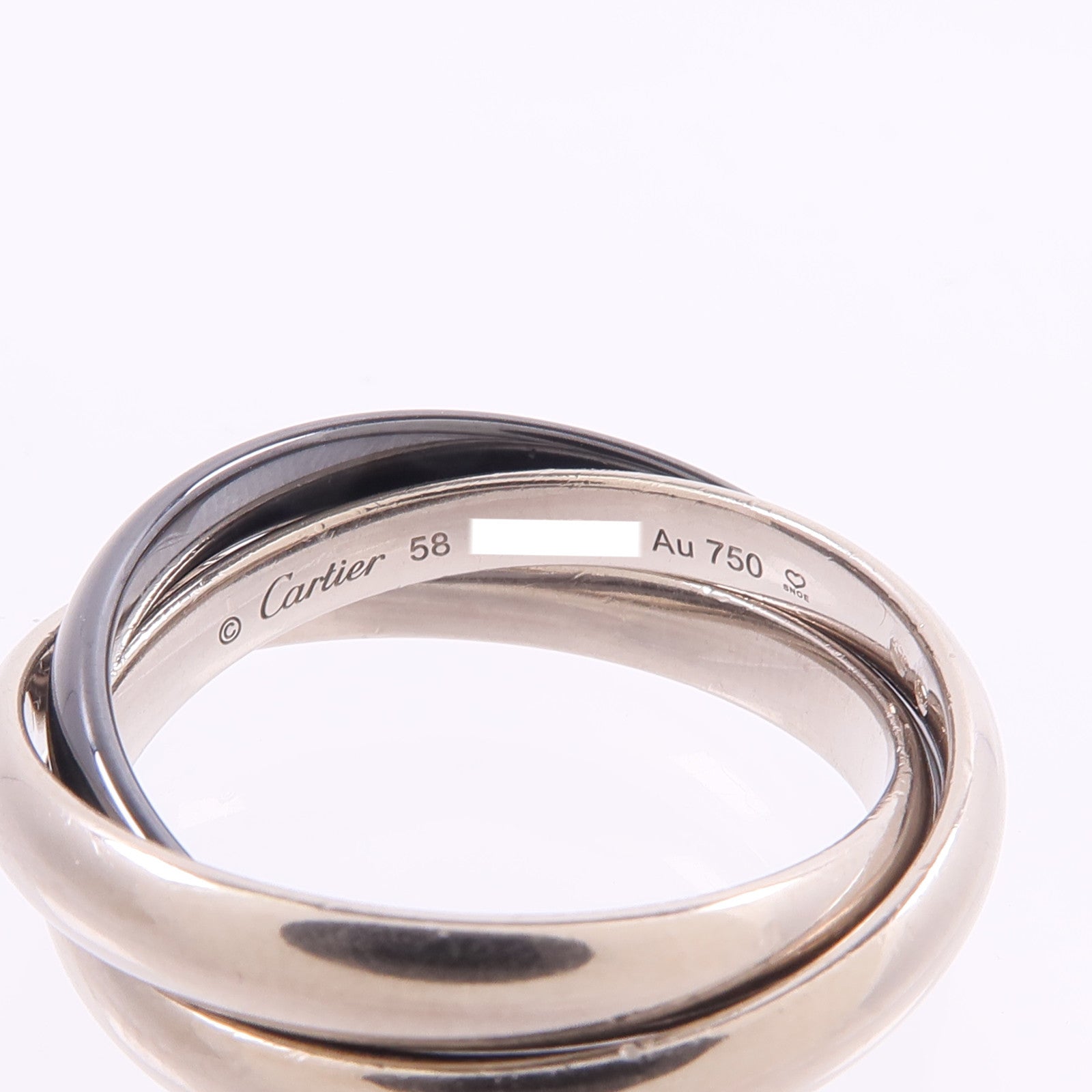 CARTIER 18K白金/陶瓷Trinity戒指