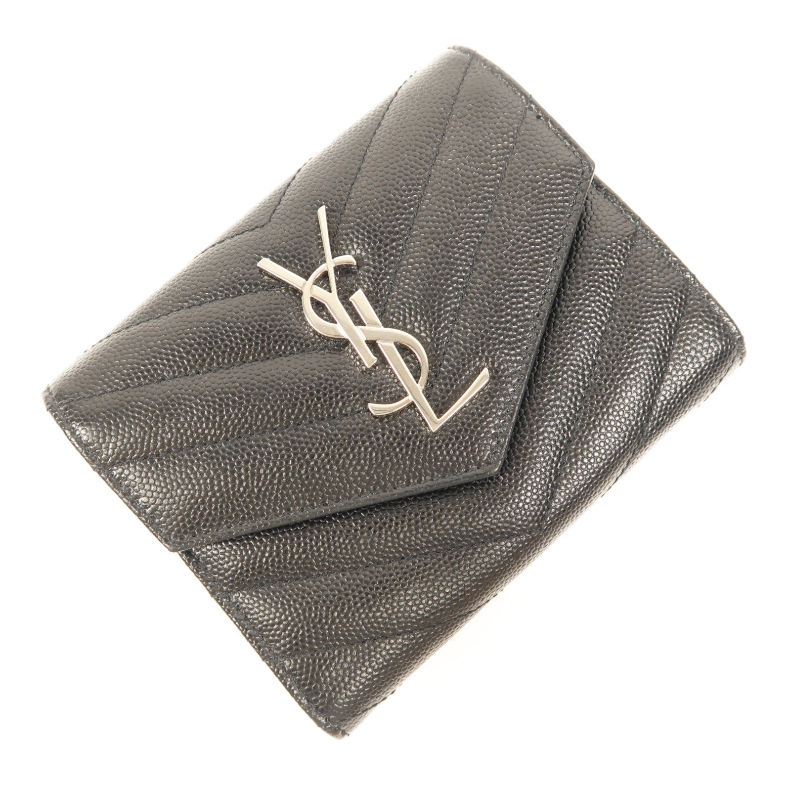 SAINT LAURENT 牛皮皮革Wallet銀扣錢包