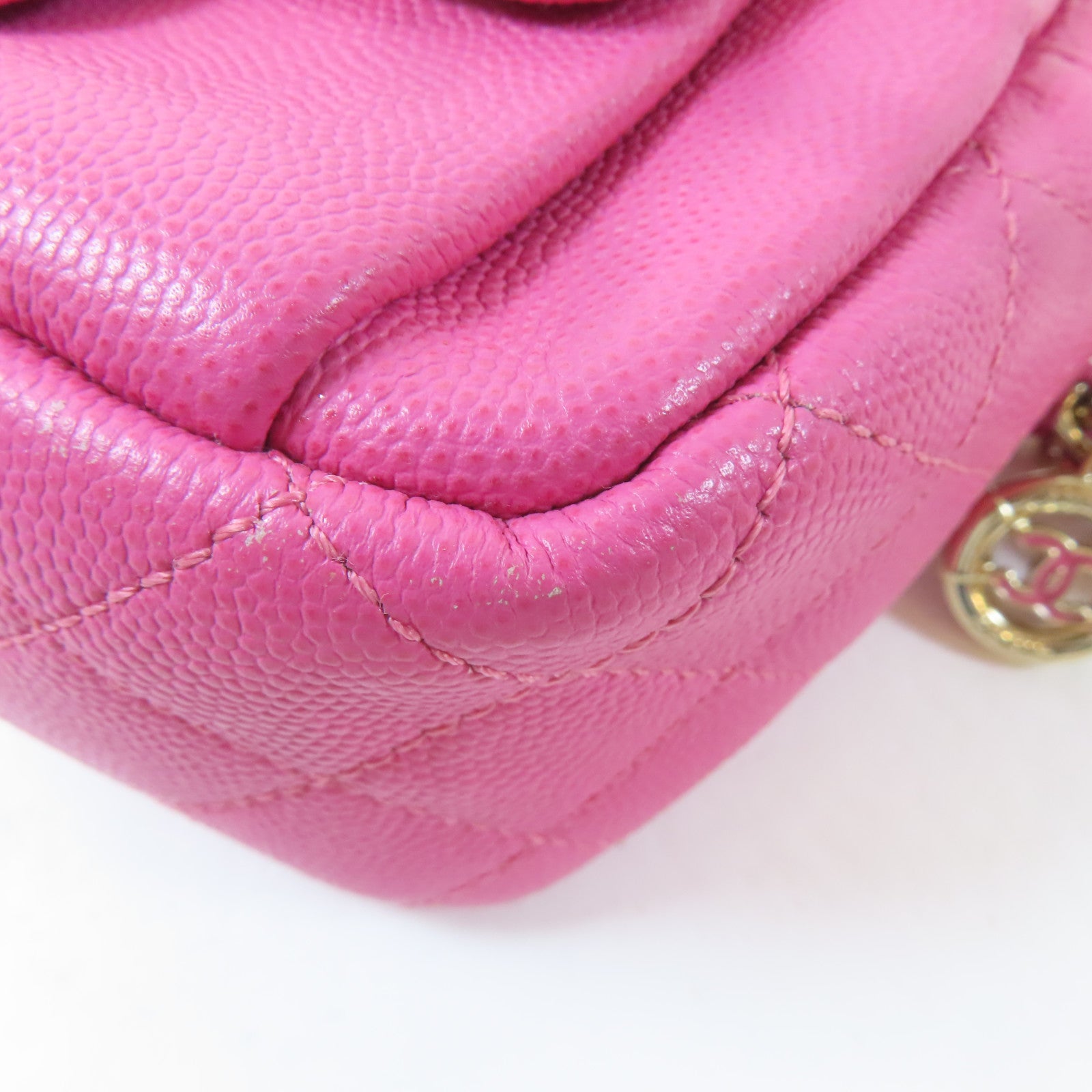 CHANEL 【激減優惠】菱格Caviar皮革Chain Shoulder Bag金扣鏈帶肩背袋粉紅色