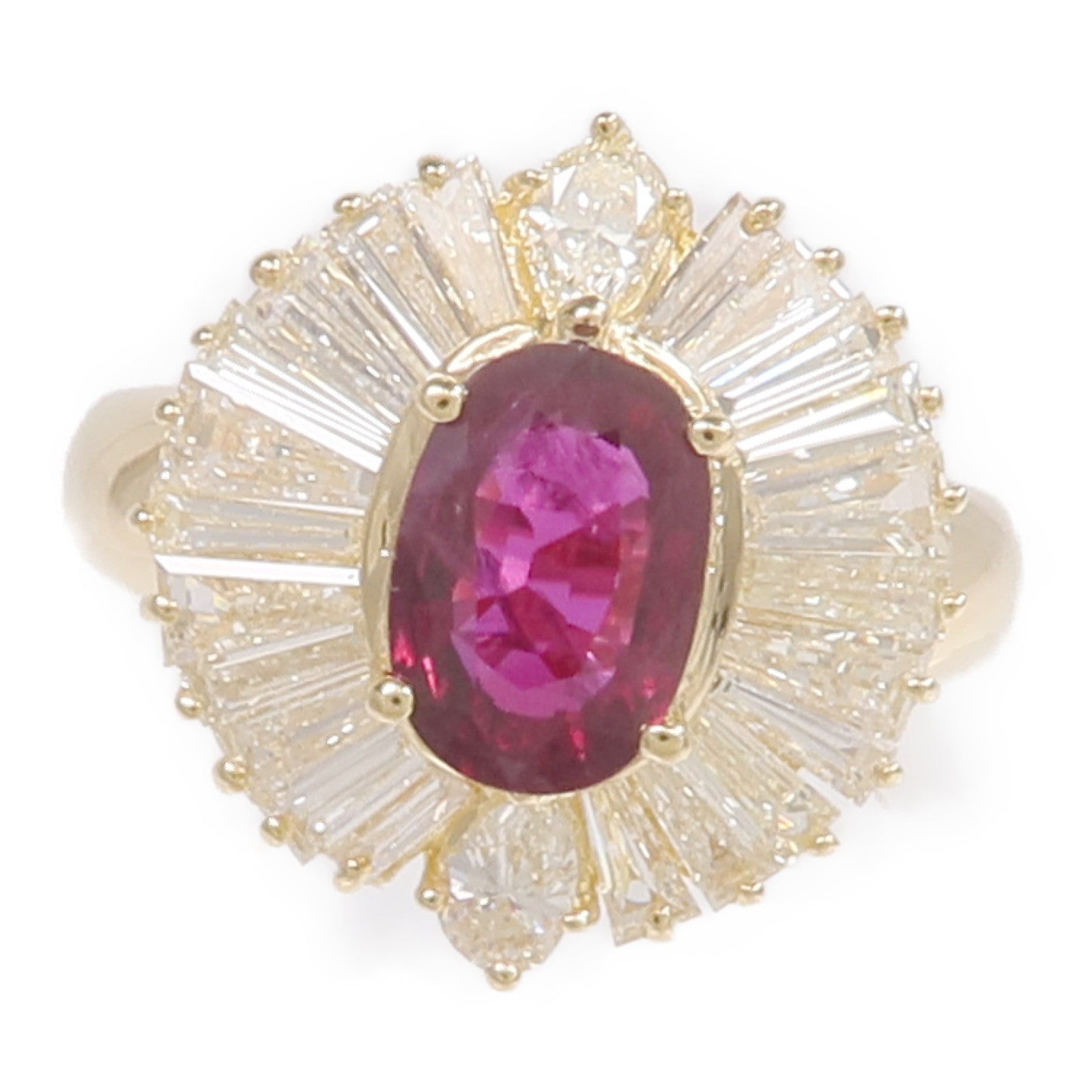 JEWELRY 18K黃金Ring紅寶石鑽石戒指US#6