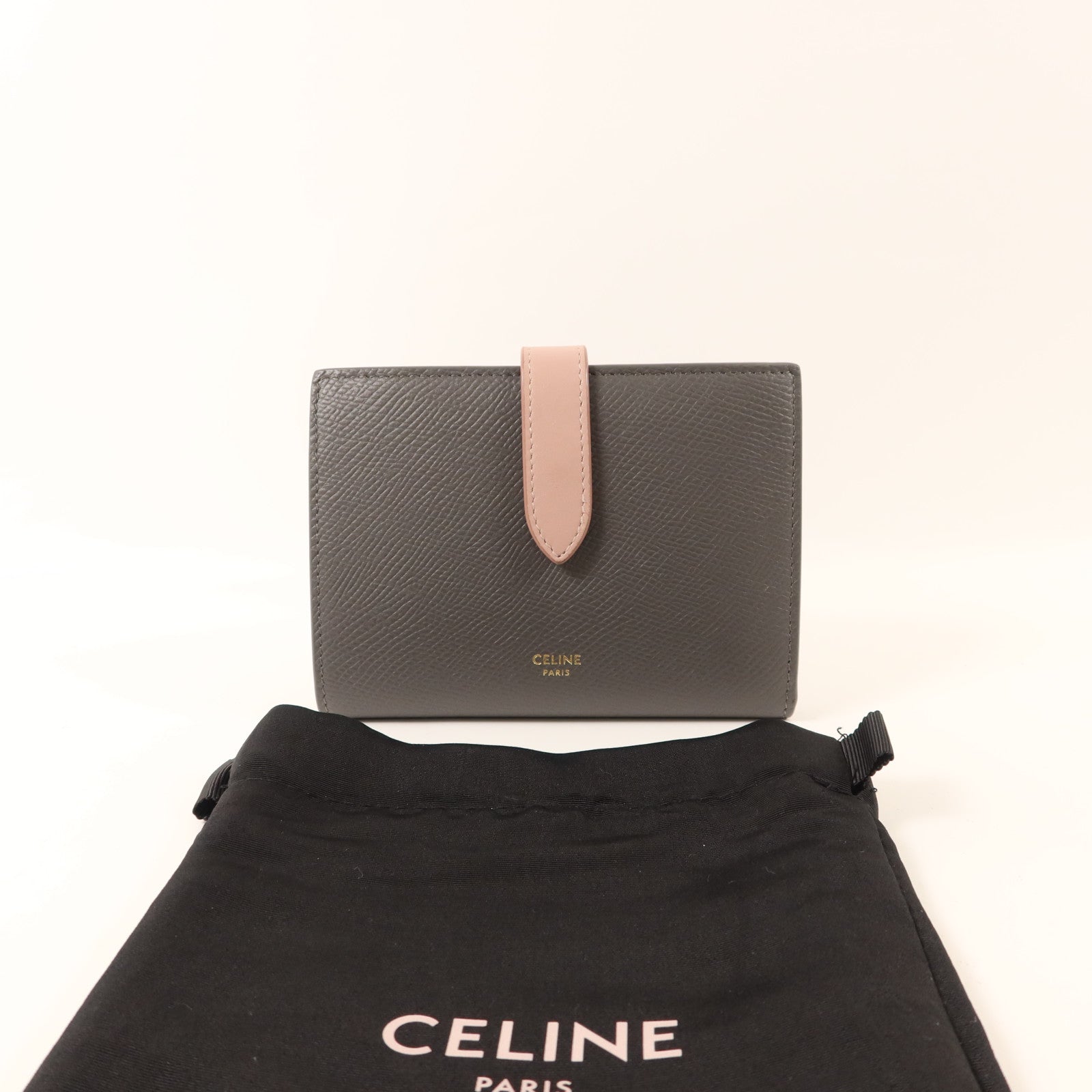 CELINE 牛皮皮革Medium Strap Wallet金扣錢包