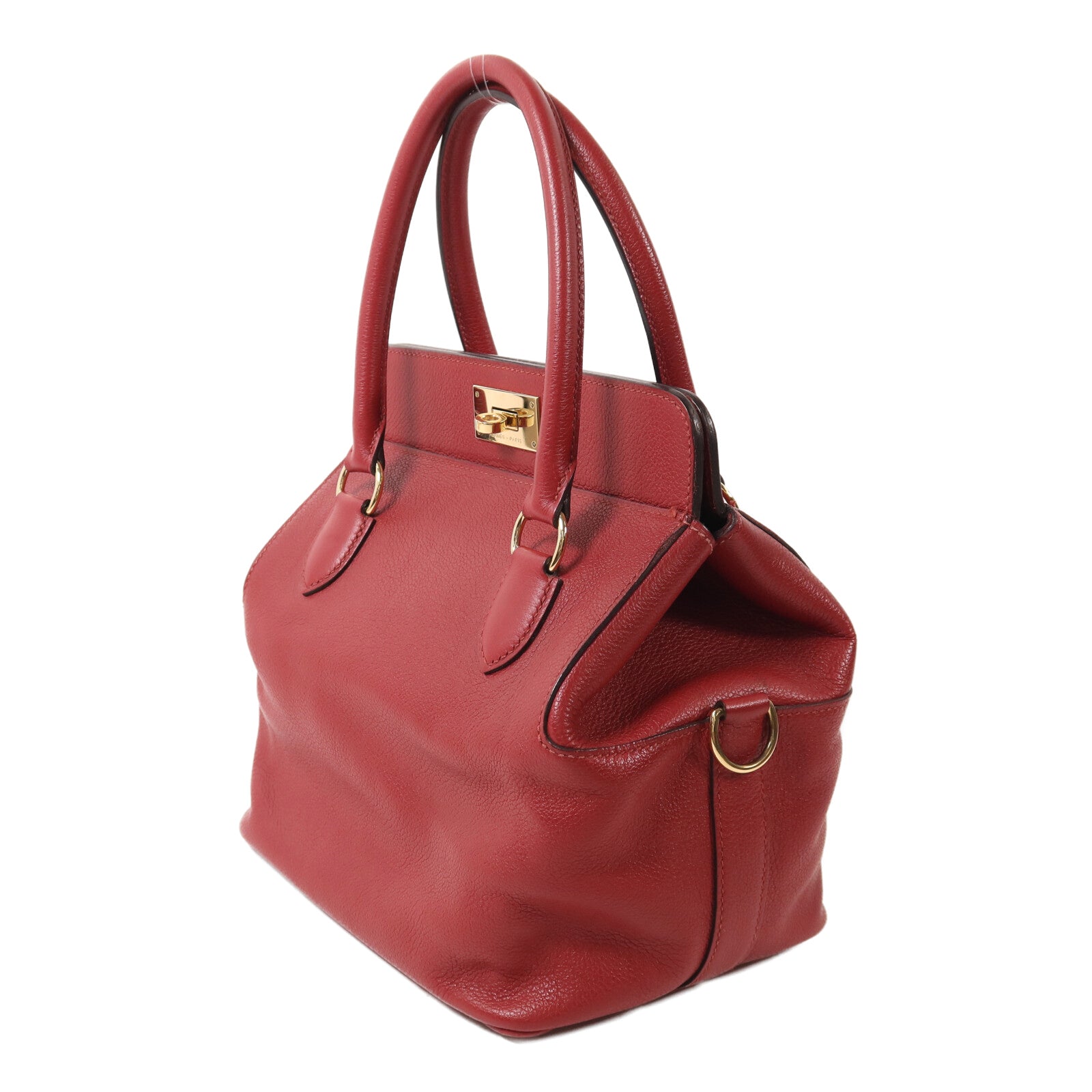 HERMES Evercolor皮革Tool Box 20金扣手挽肩背兩用袋Rouge Grenade