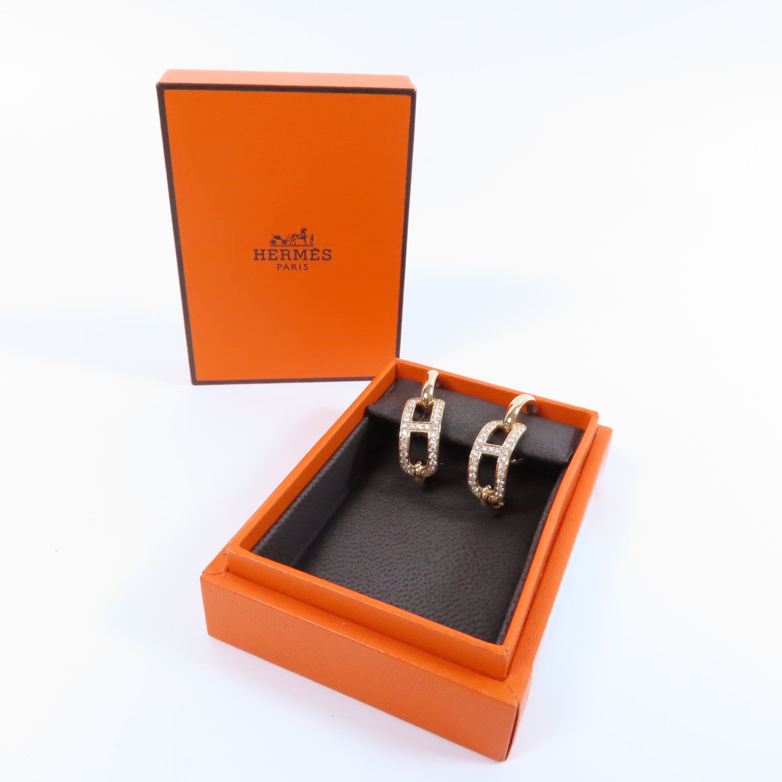 HERMES **18K玫瑰金Boutons D'Oreilles 0.85ct鑽石耳環
