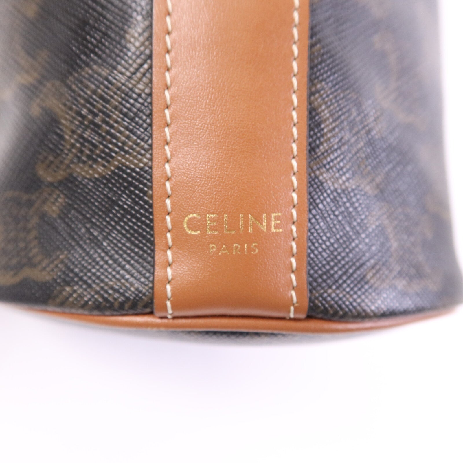 CELINE 塗層帆布Triomphe Drawstring Small bucket金扣肩背袋