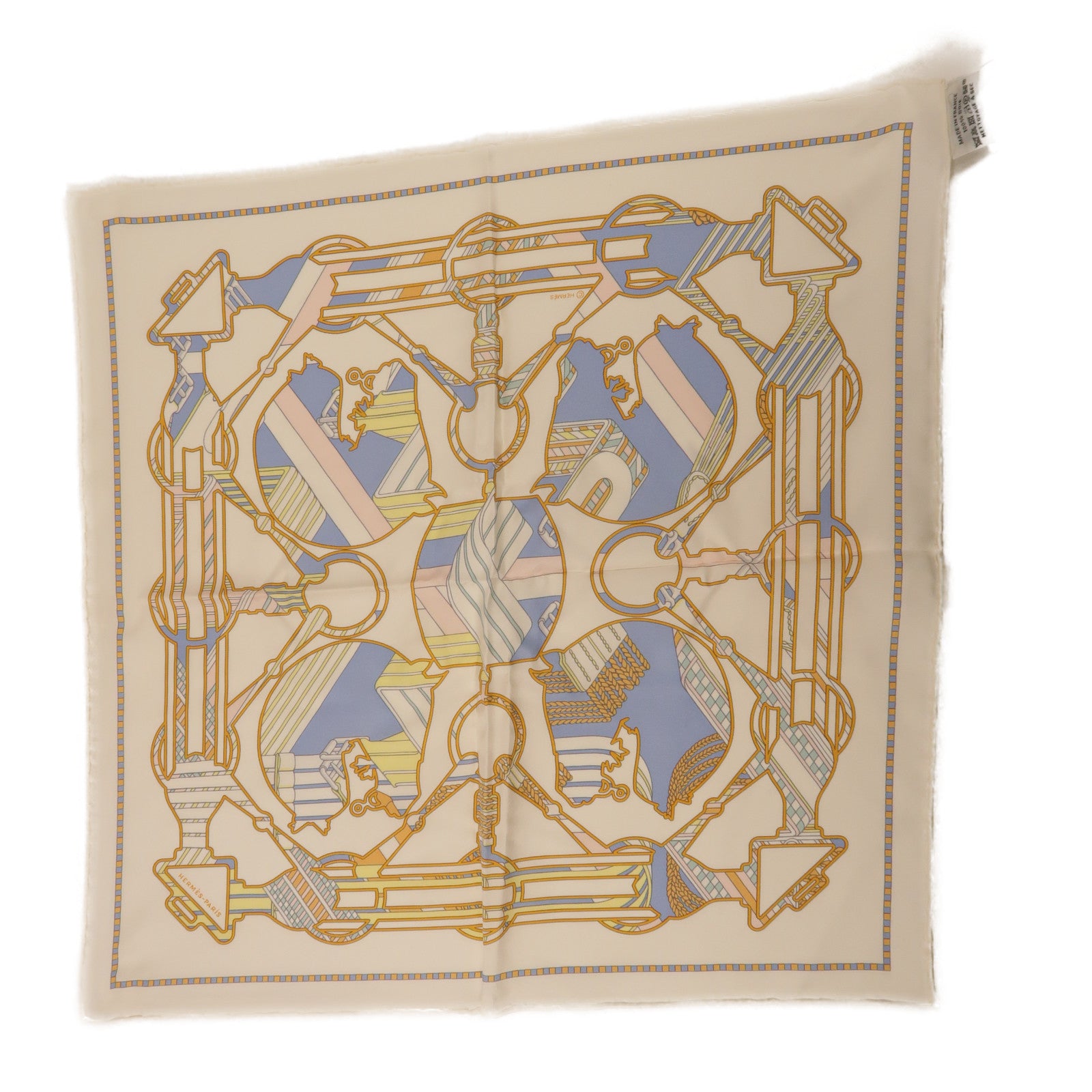 HERMES Scarf Silk White