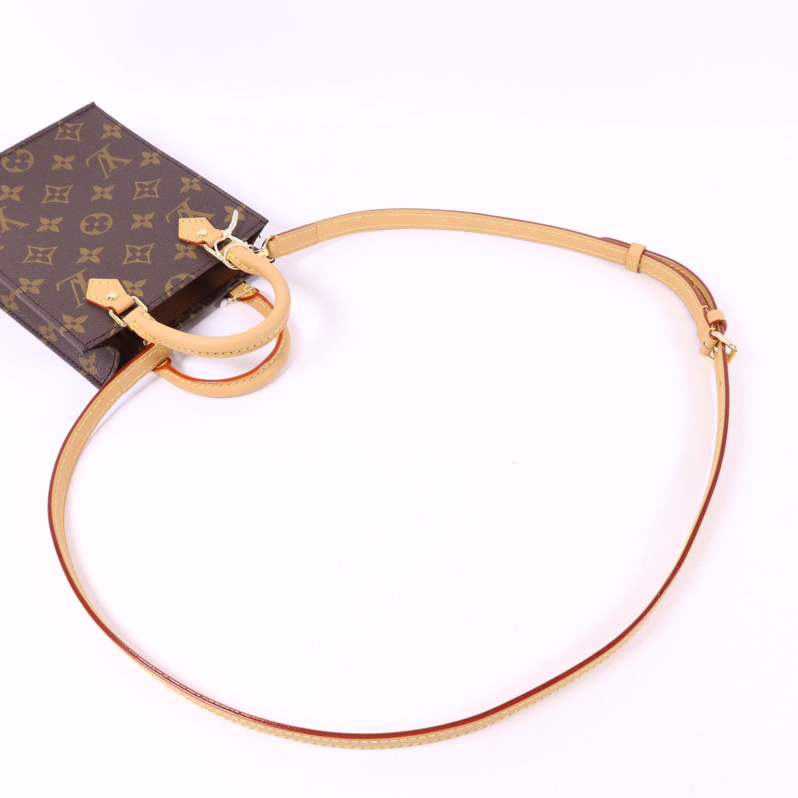 LOUIS VUITTON 【激減優惠】Monogram Petit Sac Plat金扣手挽肩背兩用袋